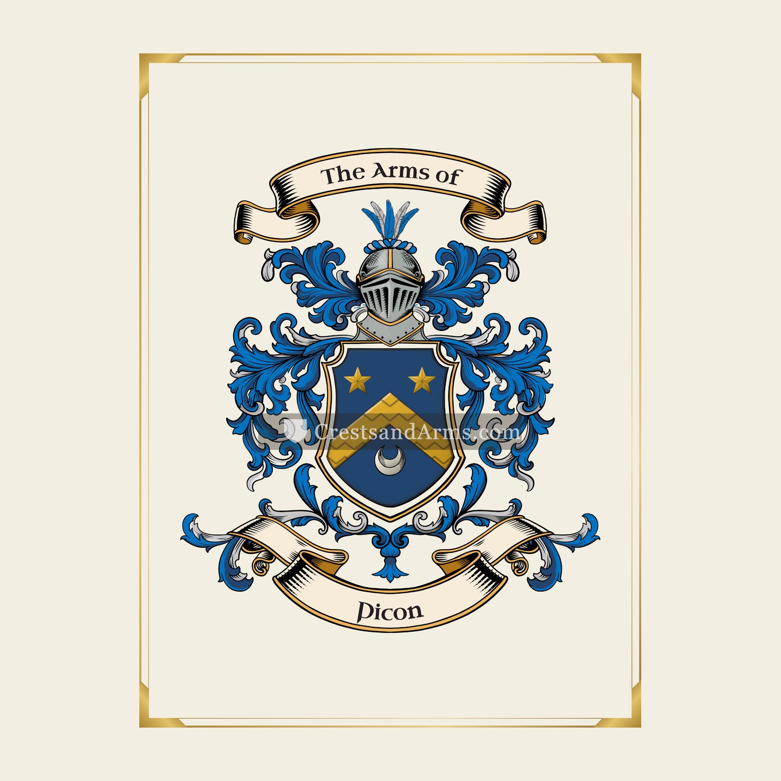 With gold border