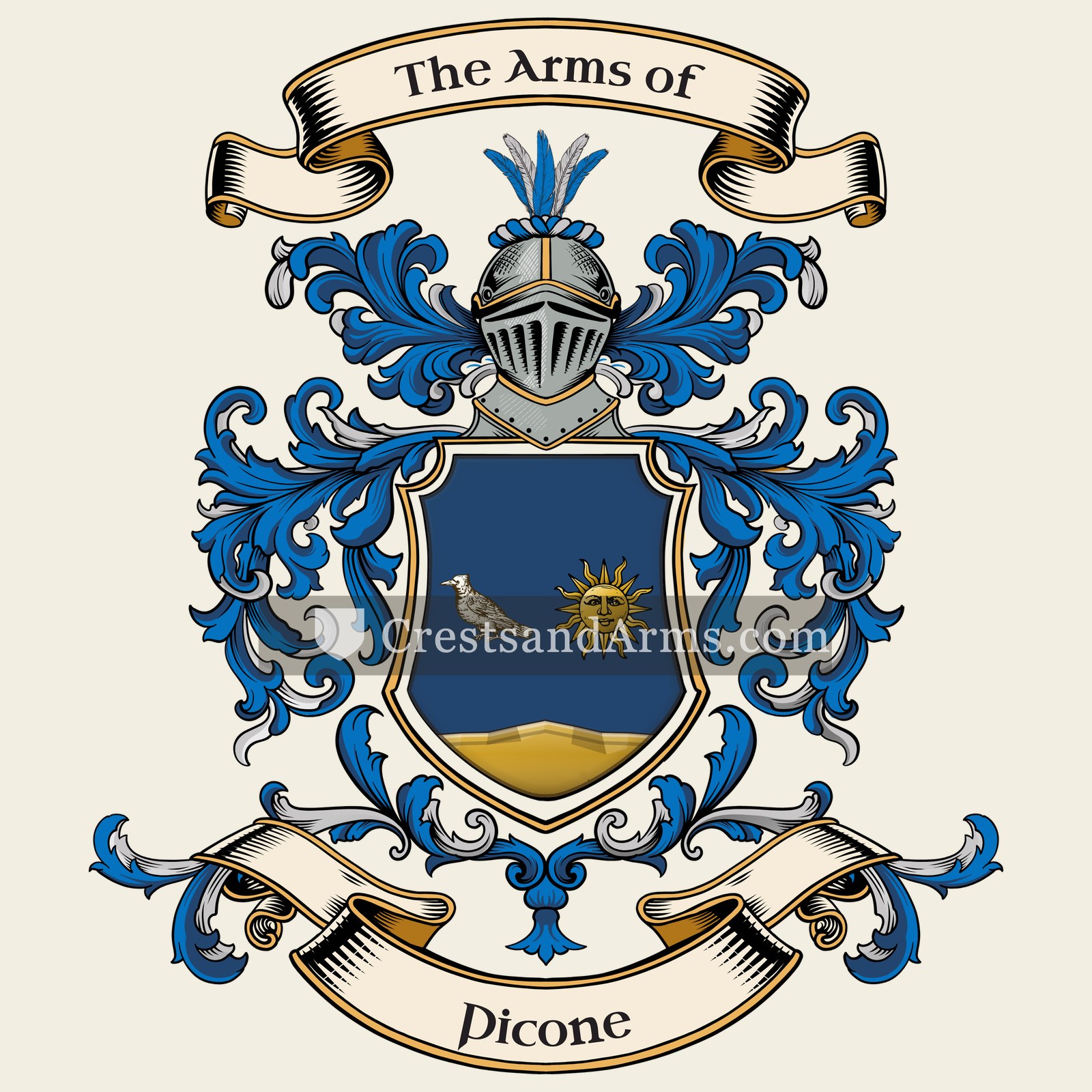 The Picone coat of arms, drawn from the recorded blazon
