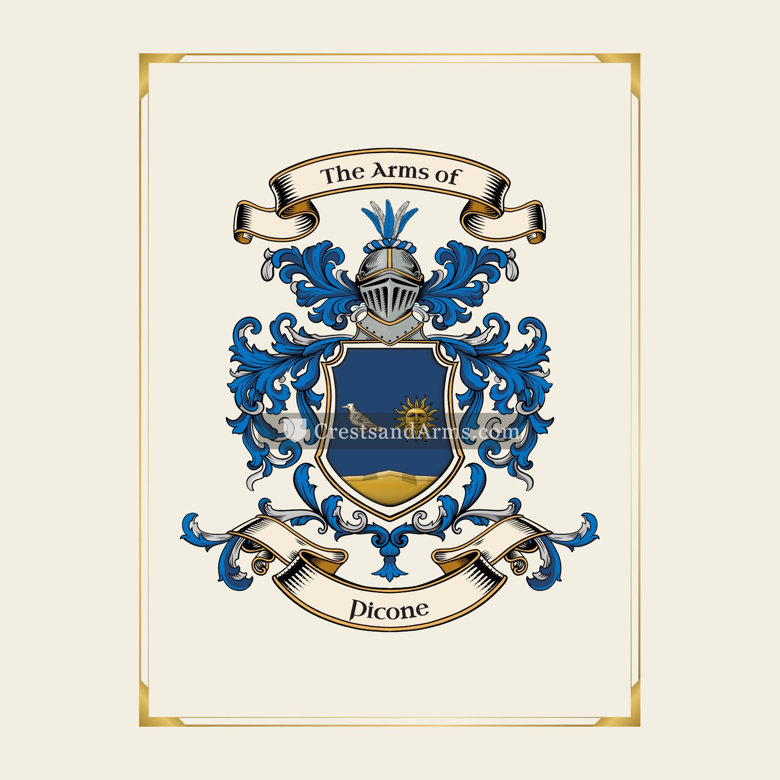 With gold border