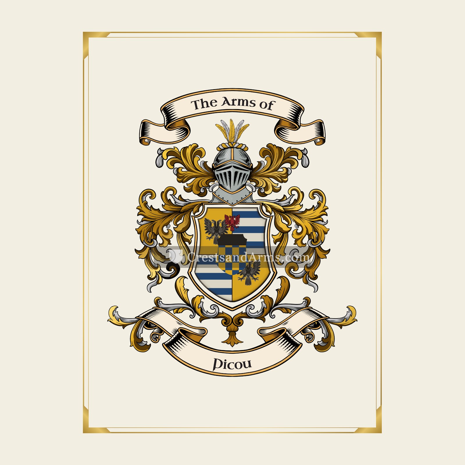 With gold border
