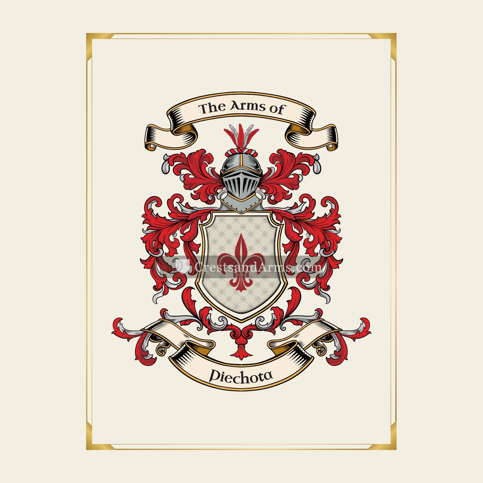 With gold border