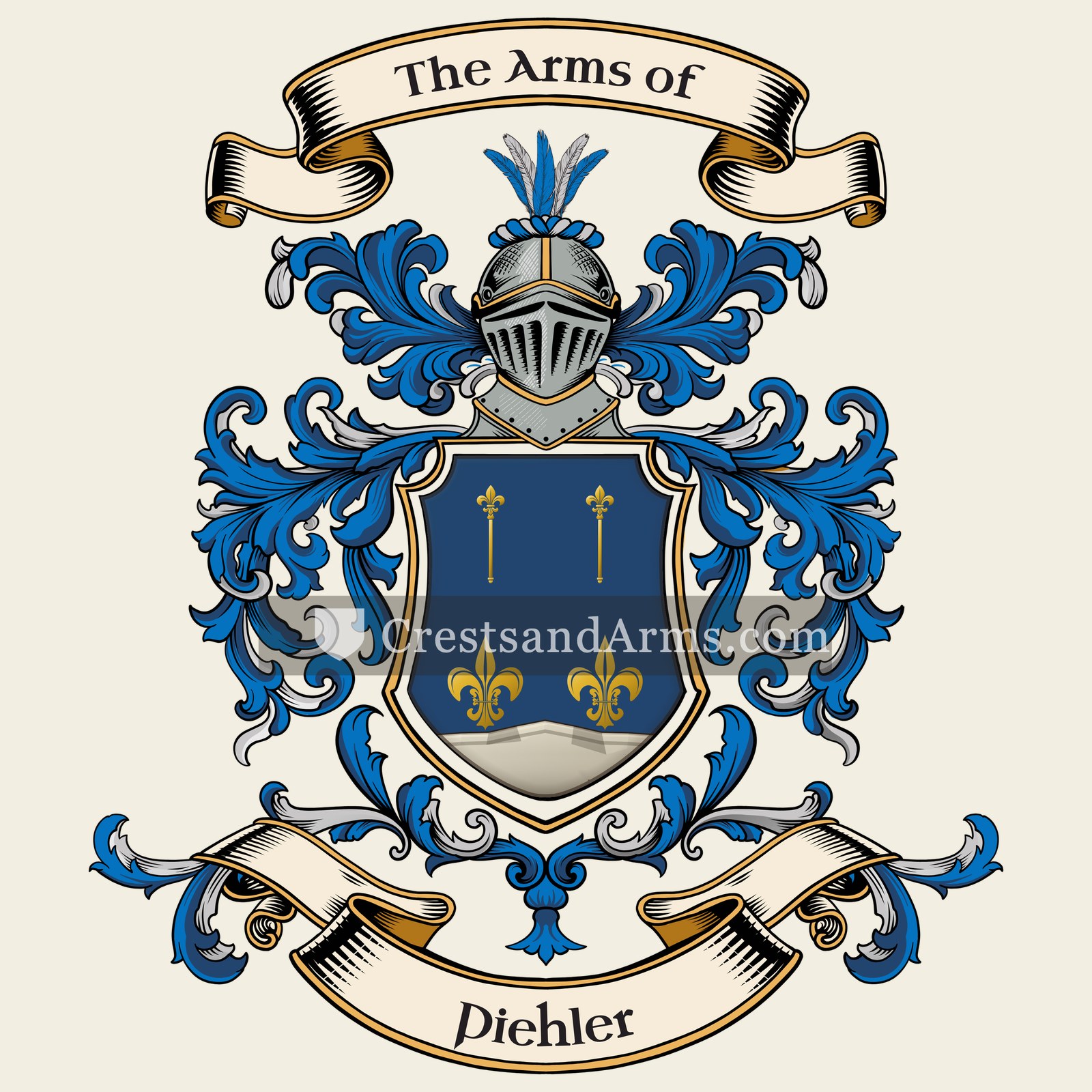 The Piehler coat of arms, drawn from the recorded blazon
