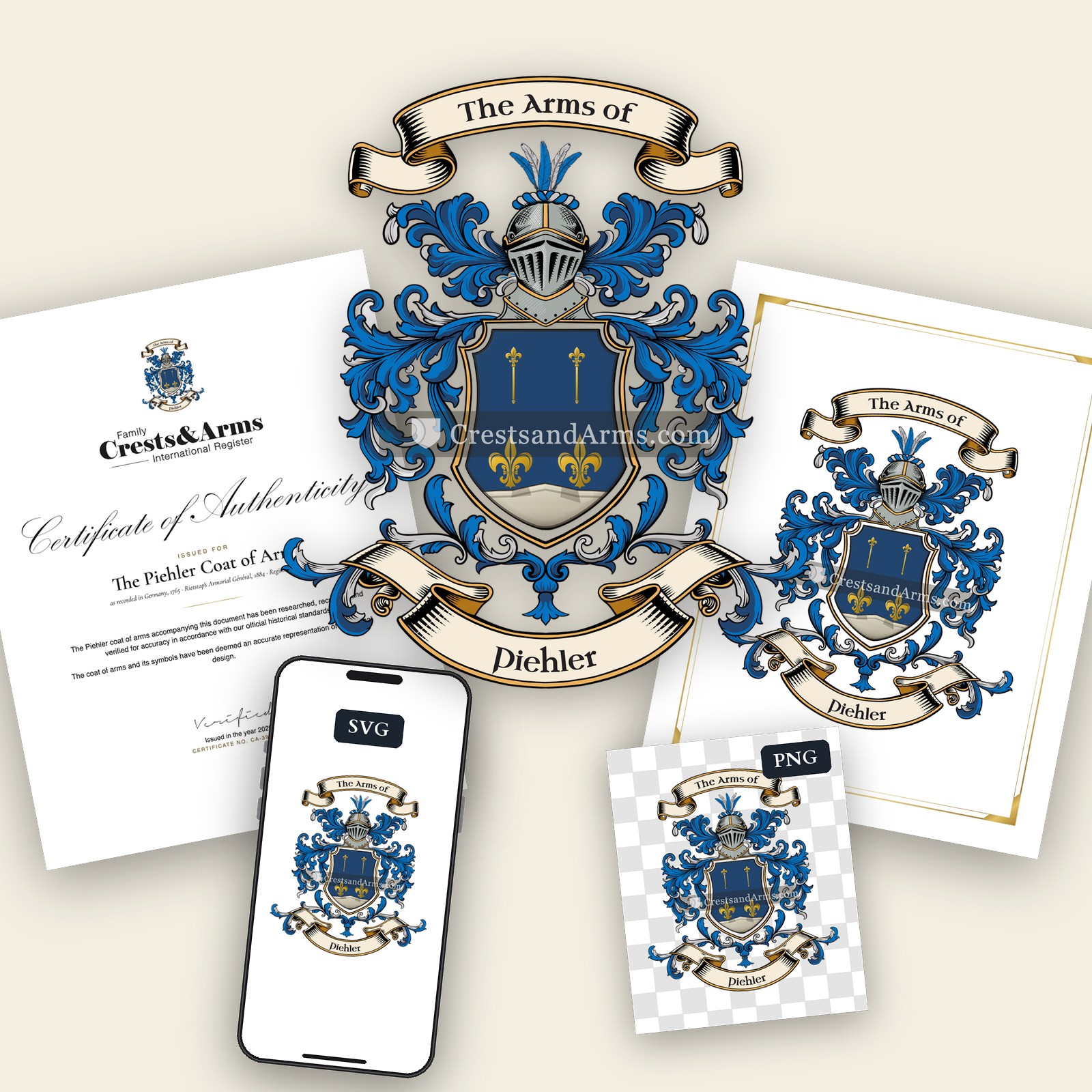 The Piehler arms on the coat of arms — digital pack