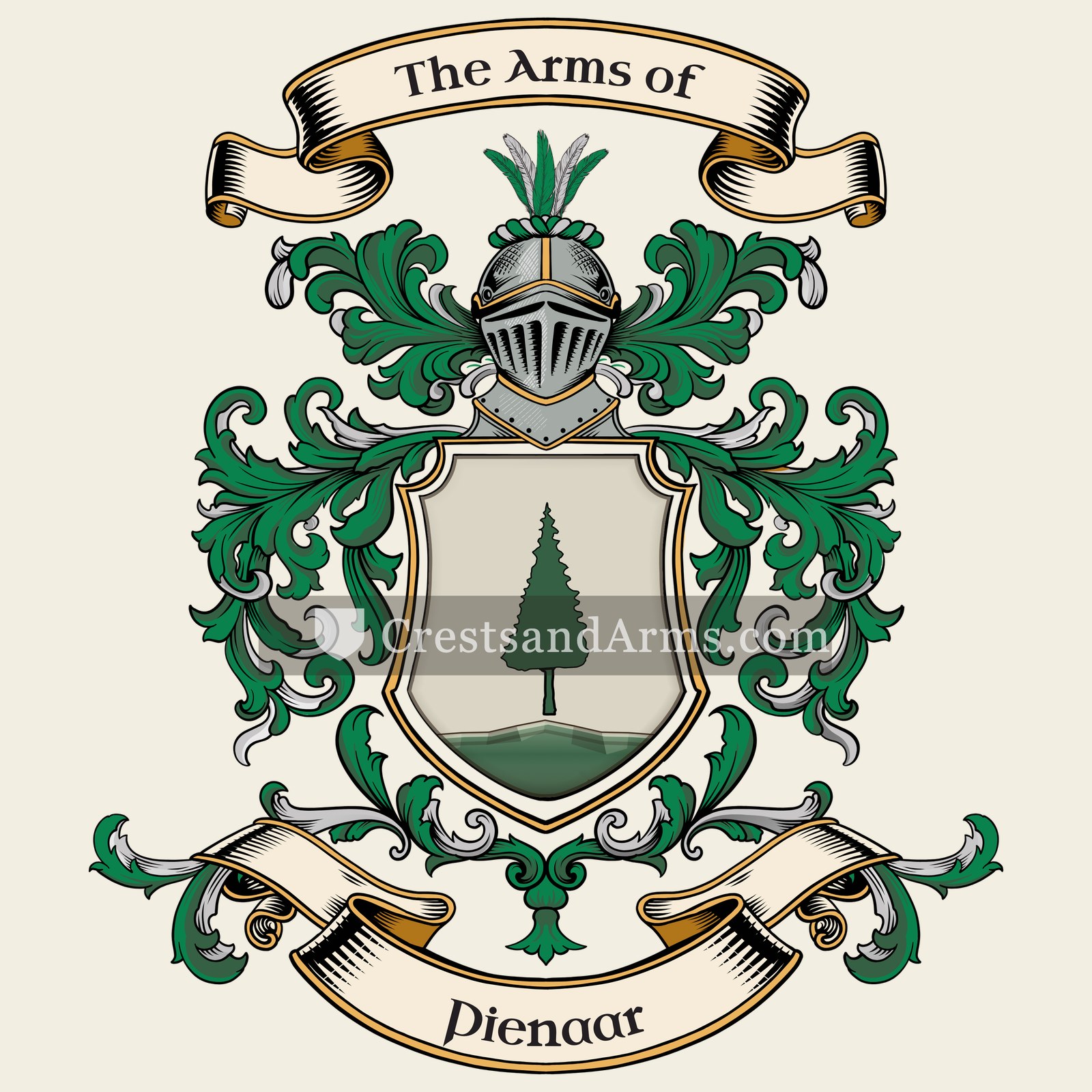 The Pienaar coat of arms, drawn from the recorded blazon