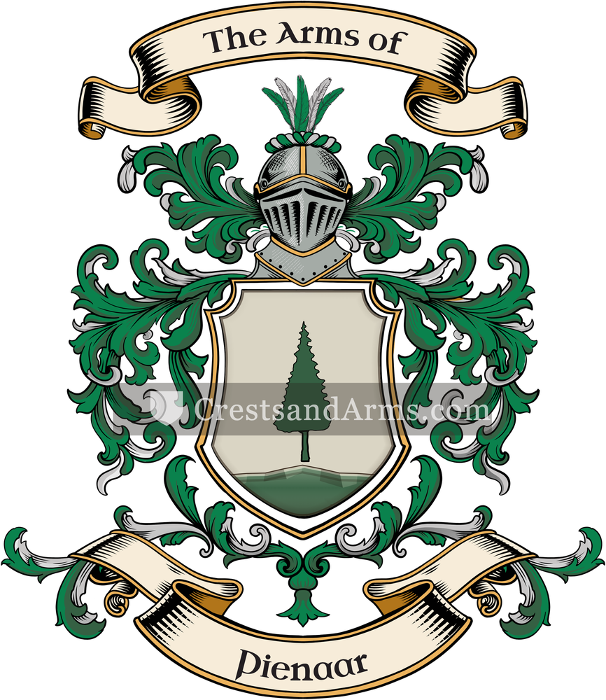 The Pienaar coat of arms, drawn from the recorded blazon