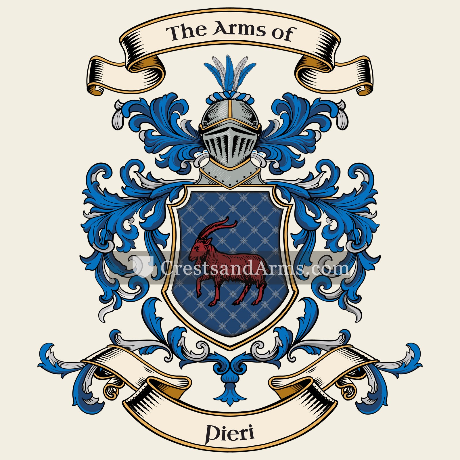 The Pieri coat of arms, drawn from the recorded blazon