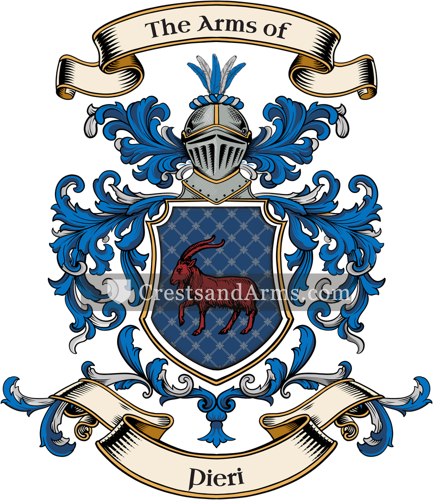 The Pieri coat of arms, drawn from the recorded blazon