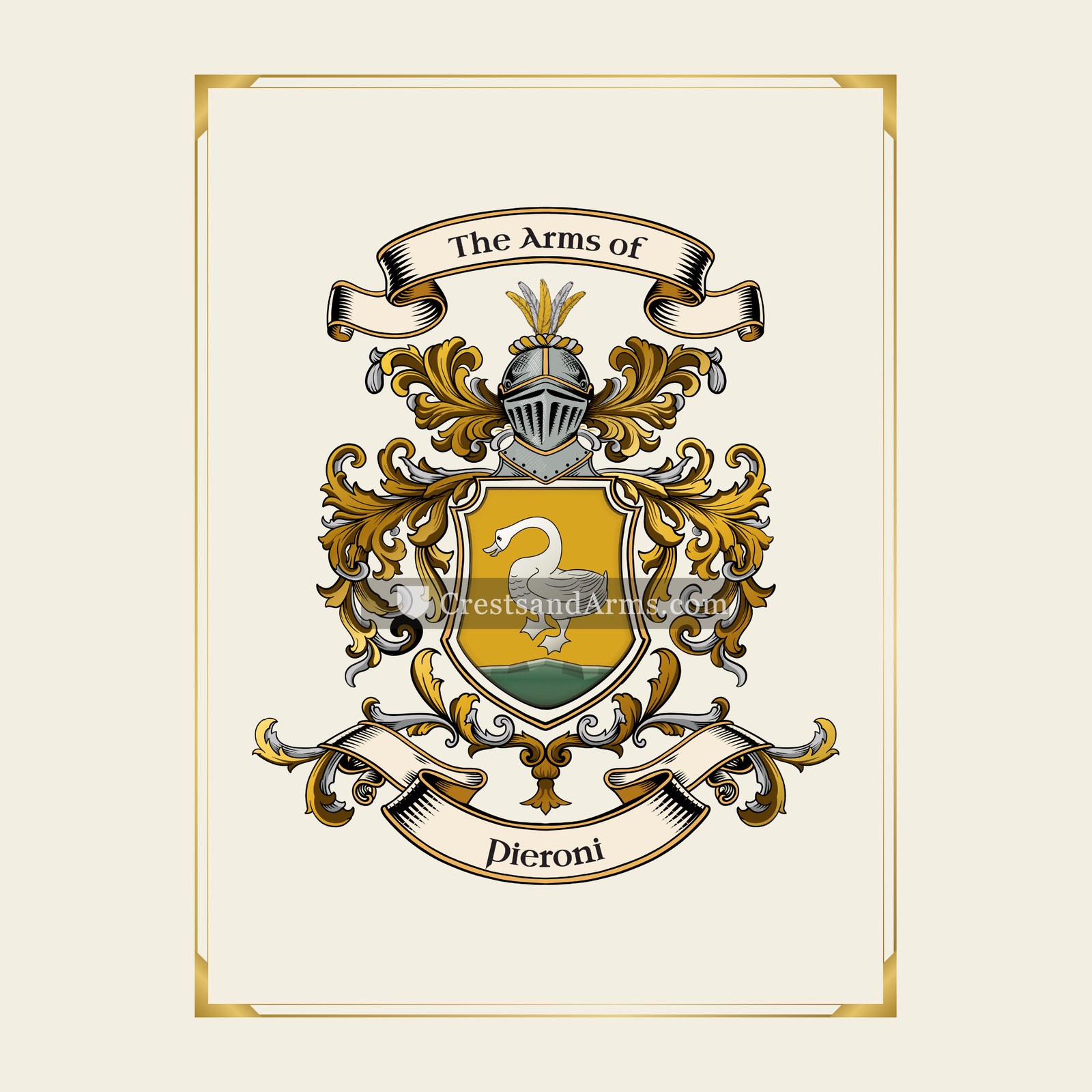 With gold border
