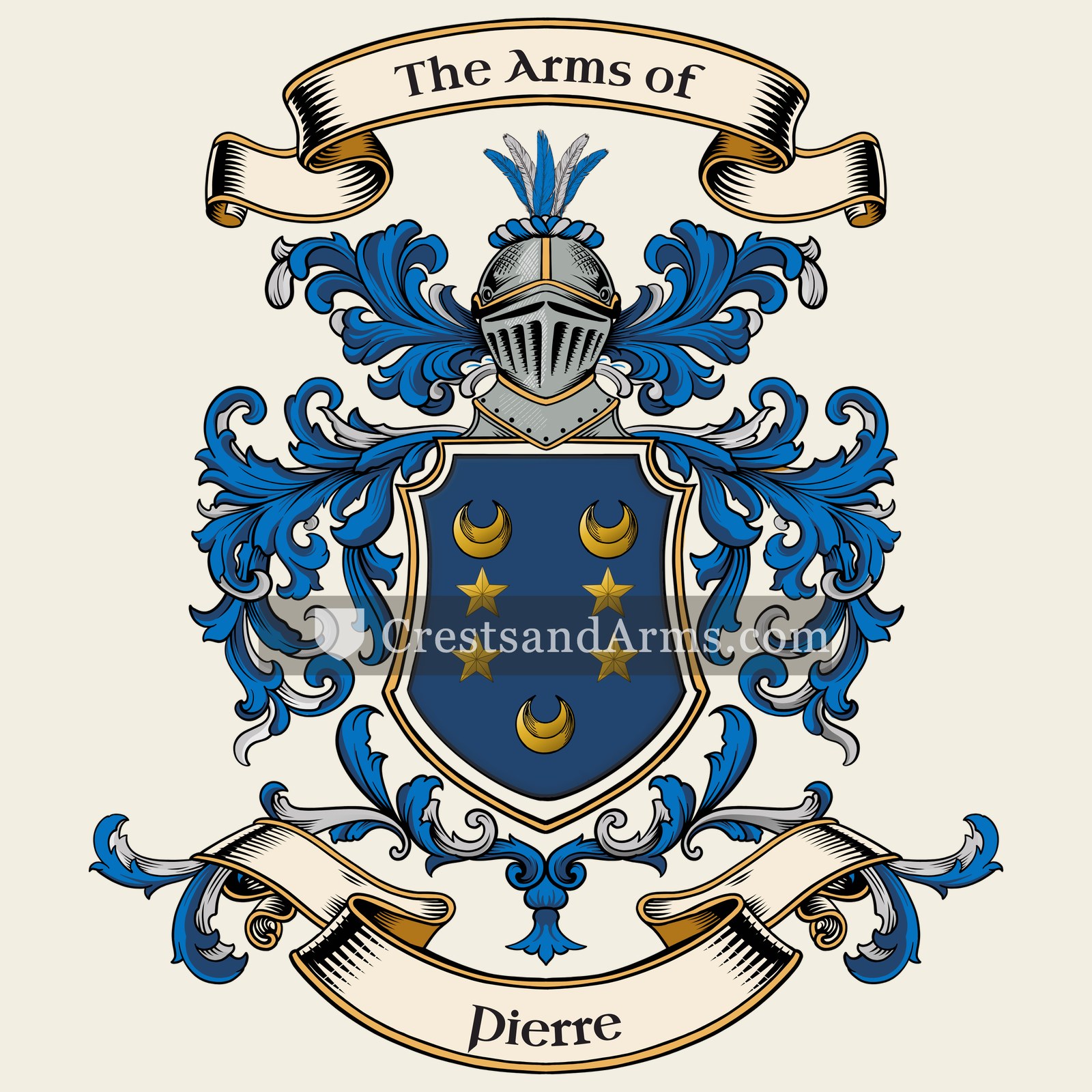 The Pierre coat of arms, drawn from the recorded blazon