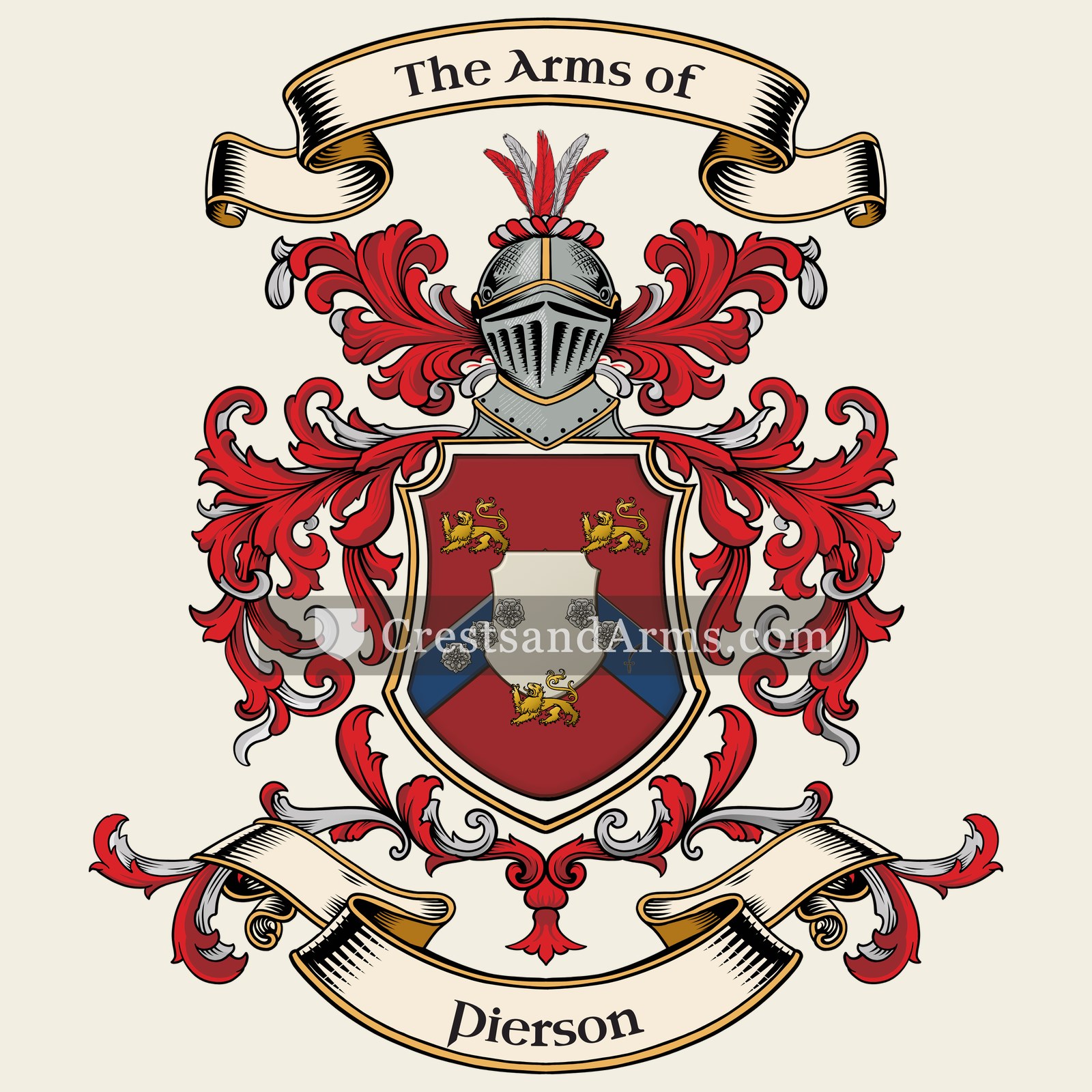 The Pierson coat of arms, drawn from the recorded blazon