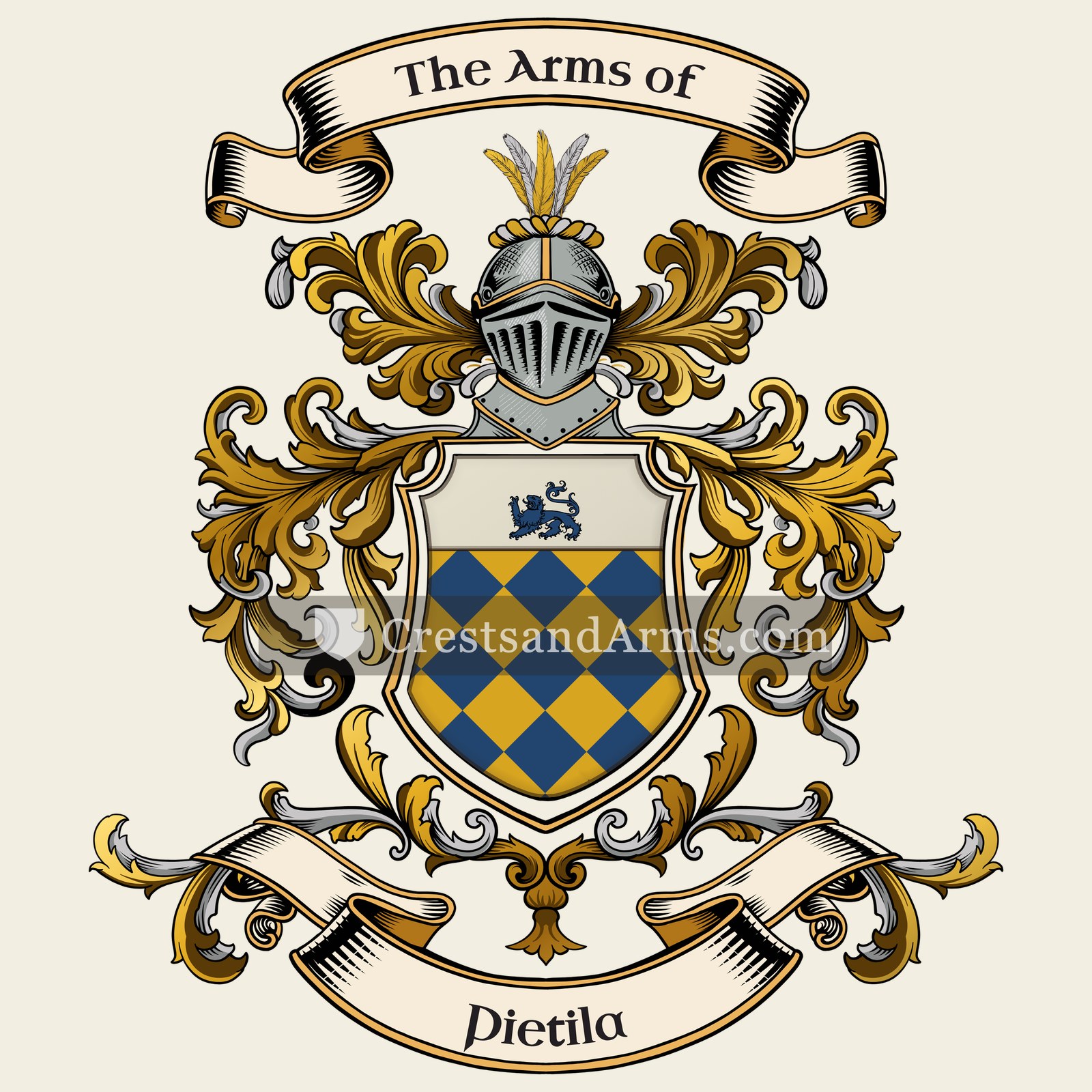 The Pietila coat of arms, drawn from the recorded blazon