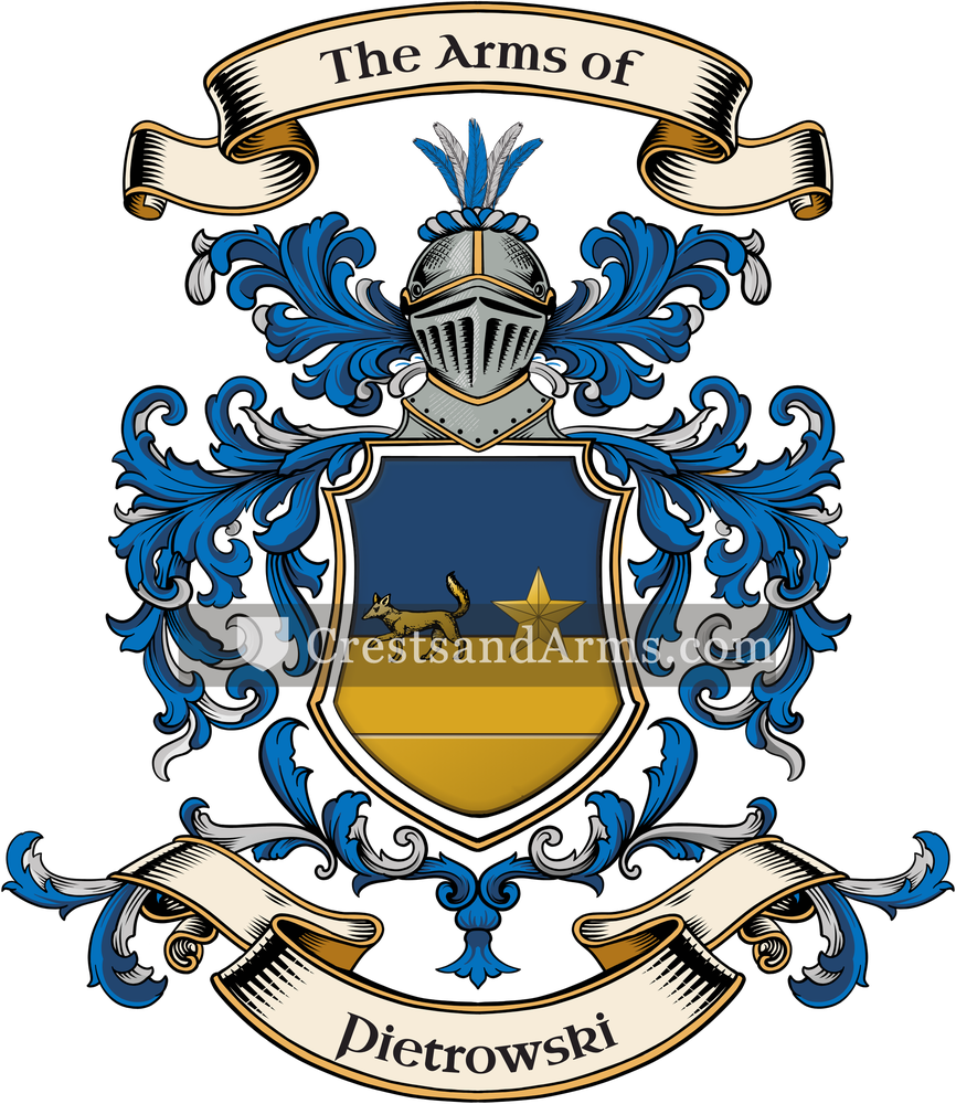 The Pietrowski coat of arms, drawn from the recorded blazon