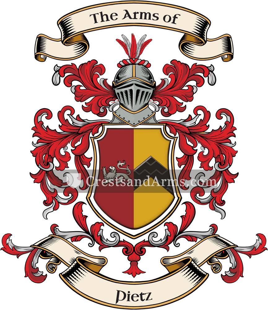 The Pietz coat of arms, drawn from the recorded blazon