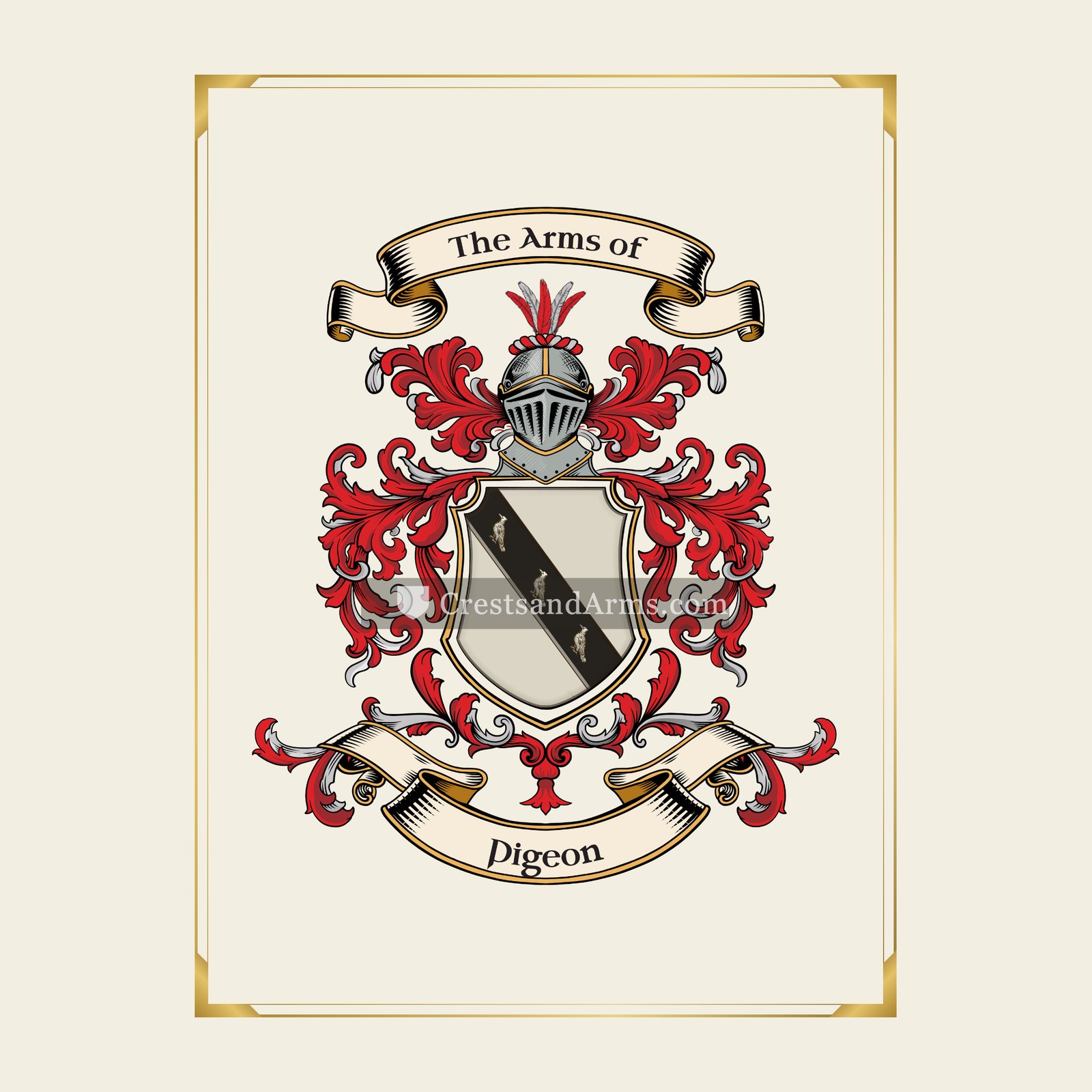 With gold border