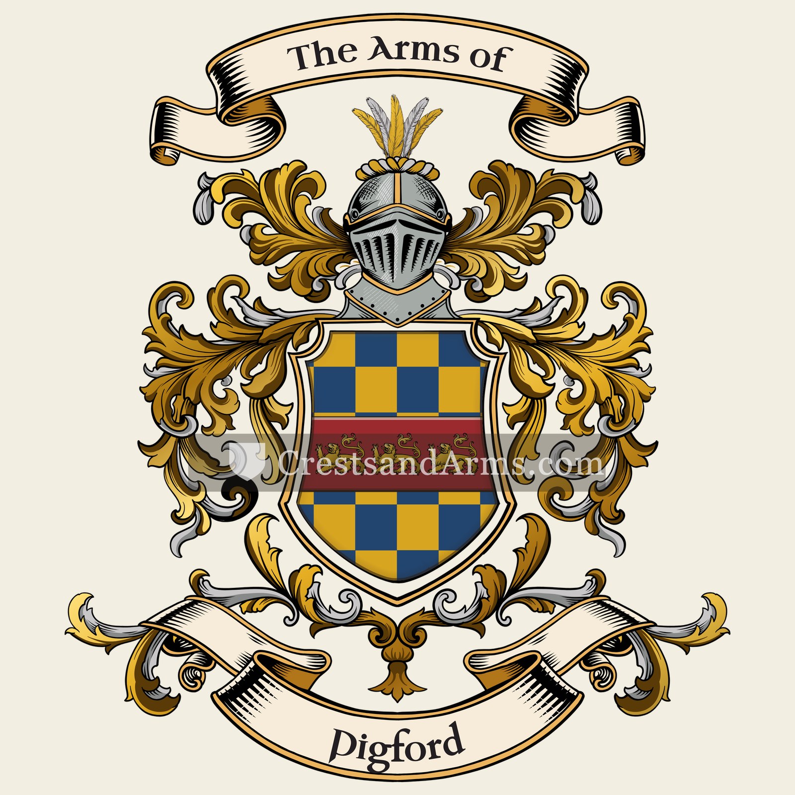 The Pigford coat of arms, drawn from the recorded blazon