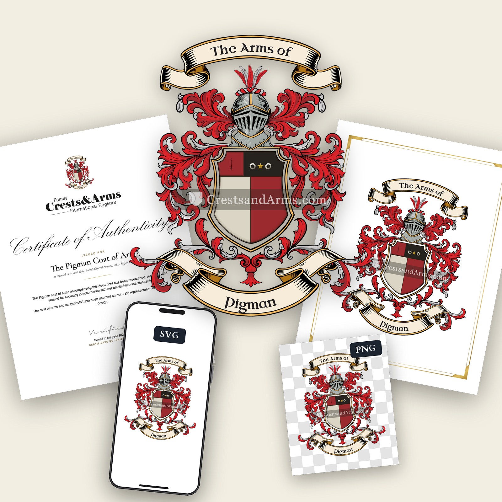 The Pigman arms on the coat of arms — digital pack