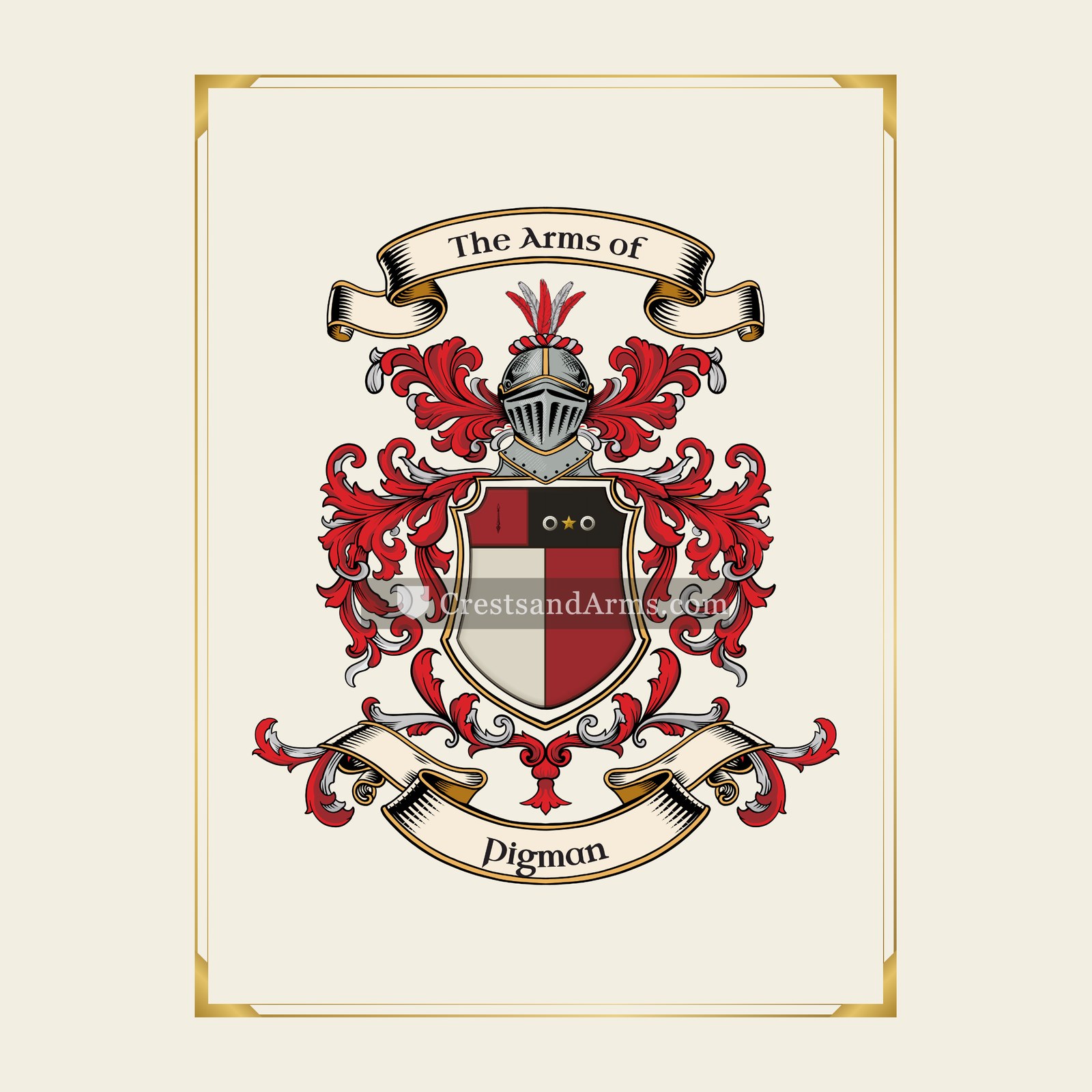 With gold border