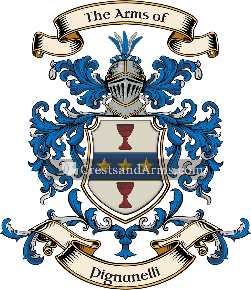 The Pignanelli coat of arms, drawn from the recorded blazon