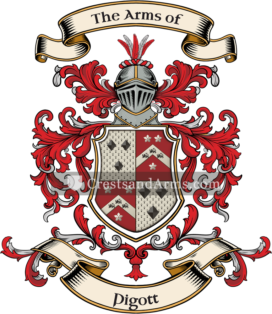 The Pigott coat of arms, drawn from the recorded blazon
