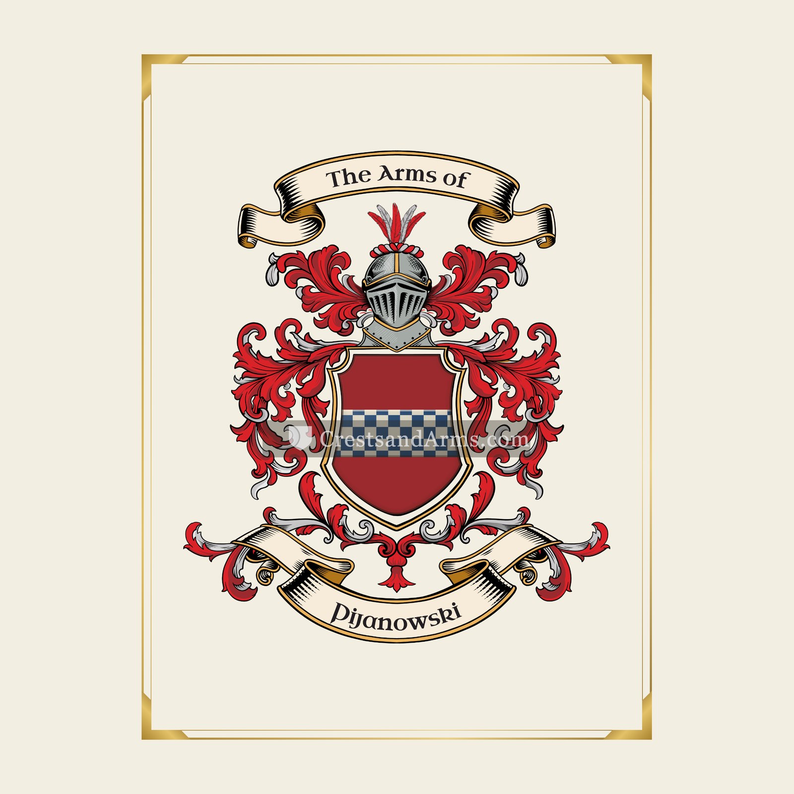 With gold border
