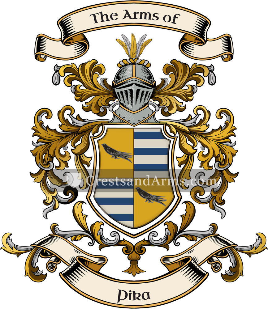The Pika coat of arms, drawn from the recorded blazon
