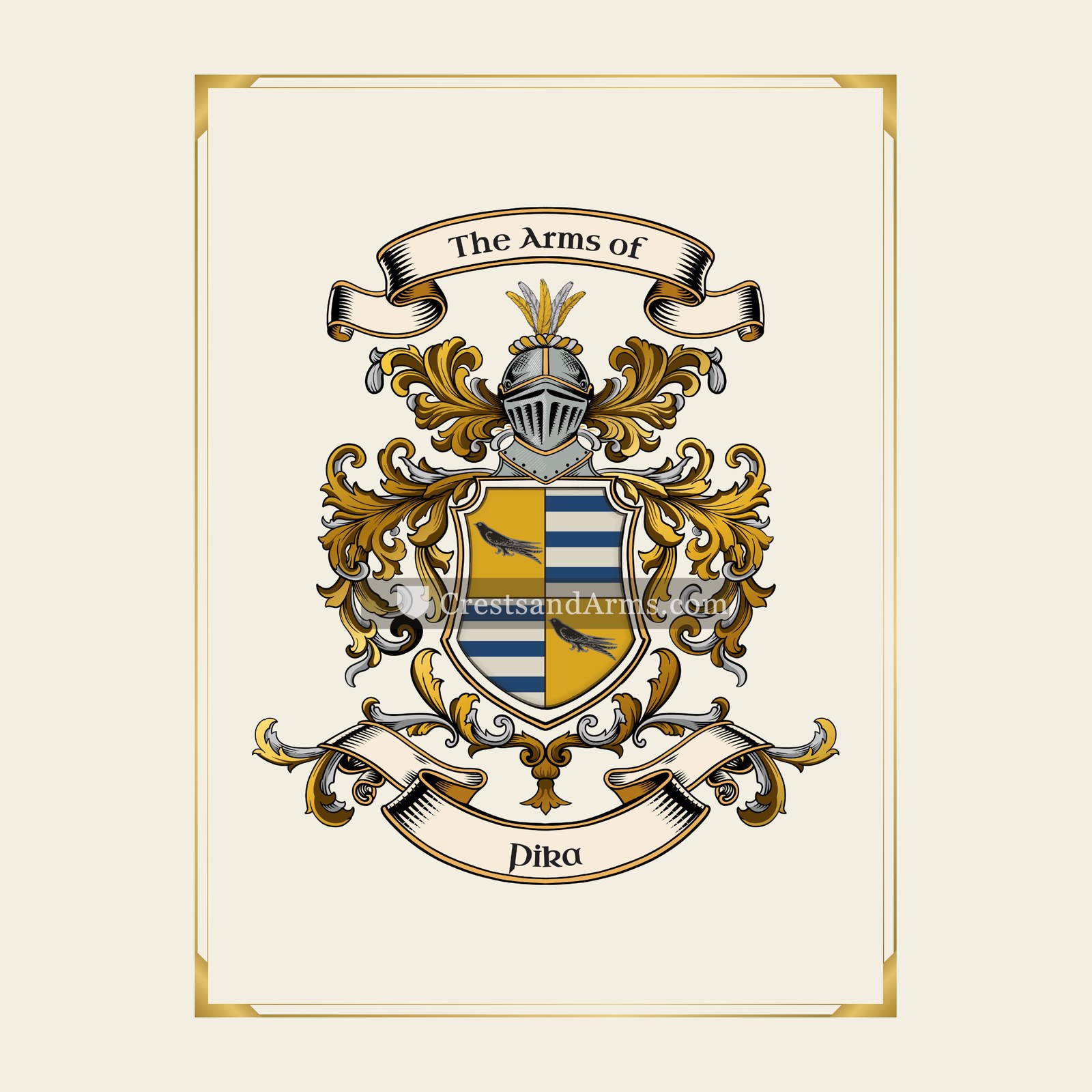 With gold border