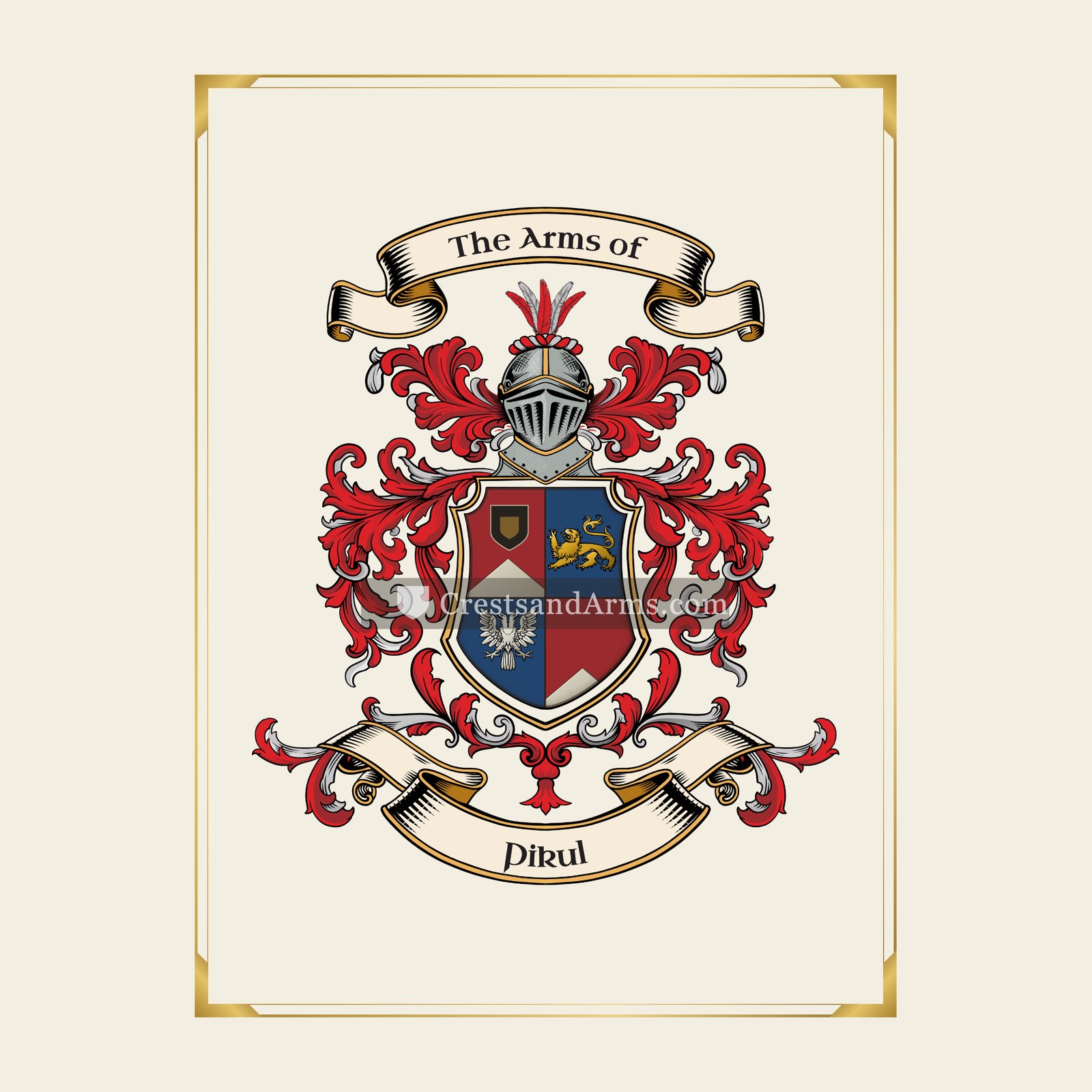 With gold border
