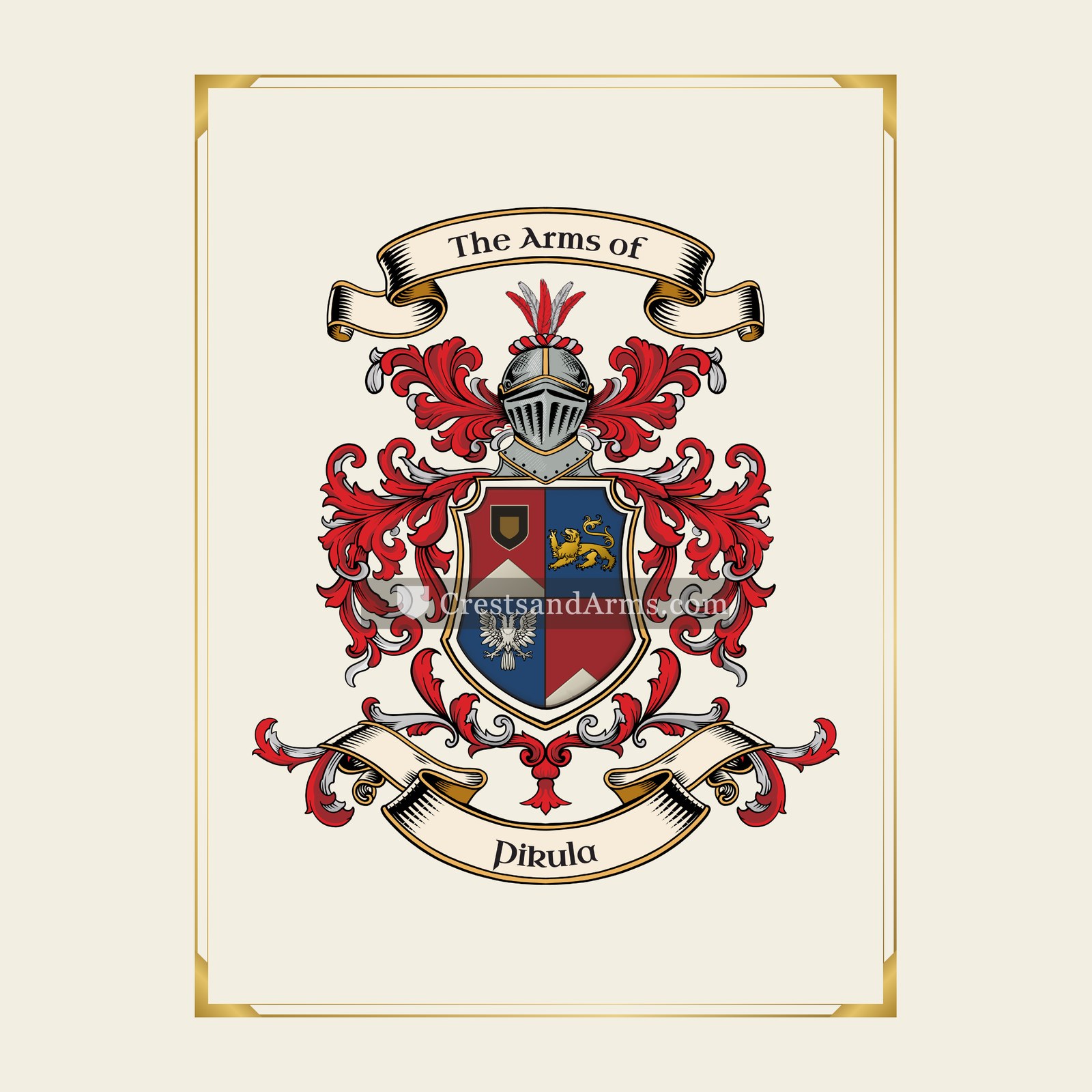 With gold border