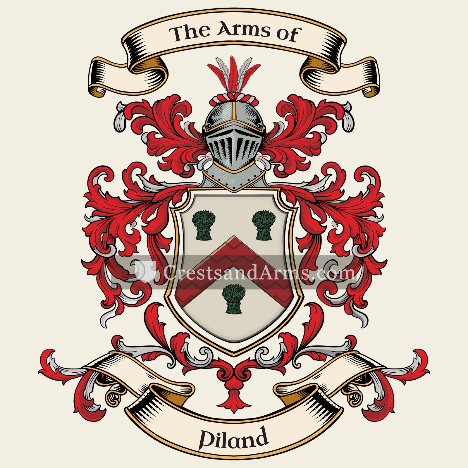 The Piland coat of arms, drawn from the recorded blazon
