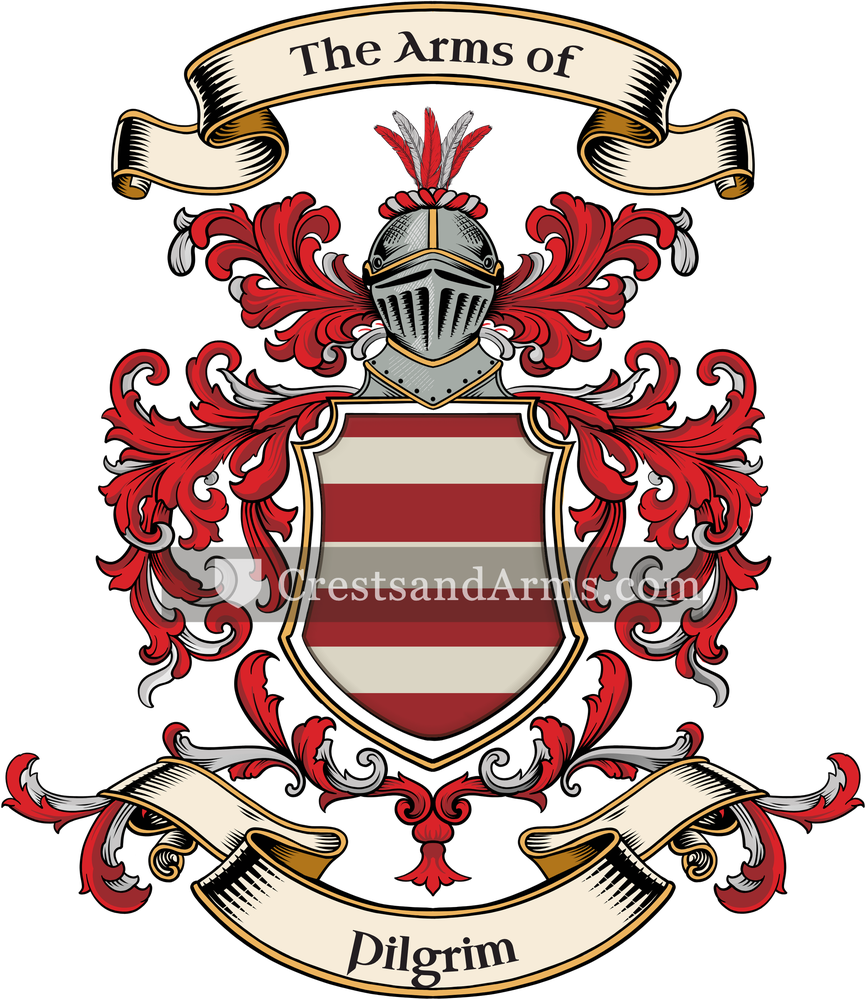 The Pilgrim coat of arms, drawn from the recorded blazon