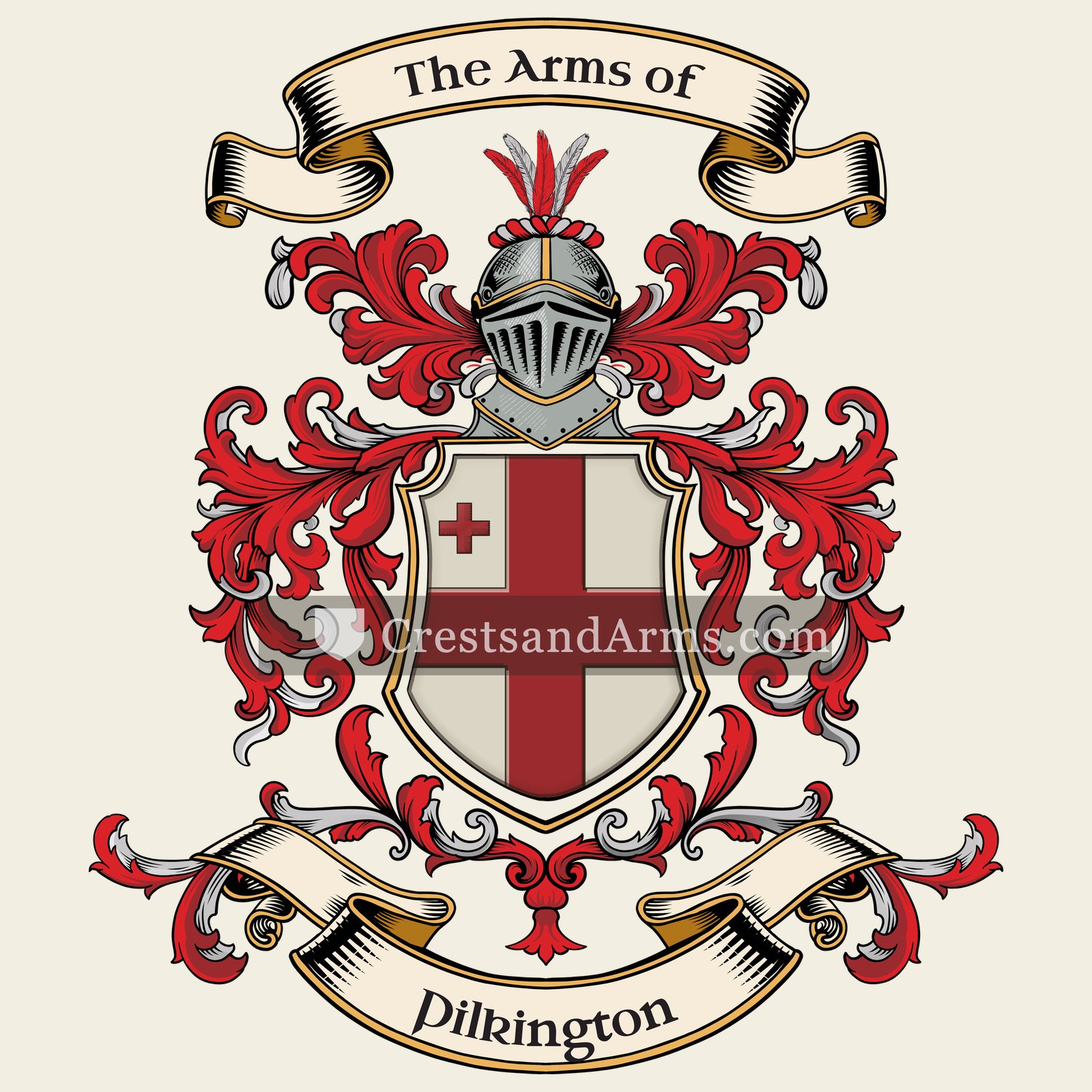 The Pilkington coat of arms, drawn from the recorded blazon