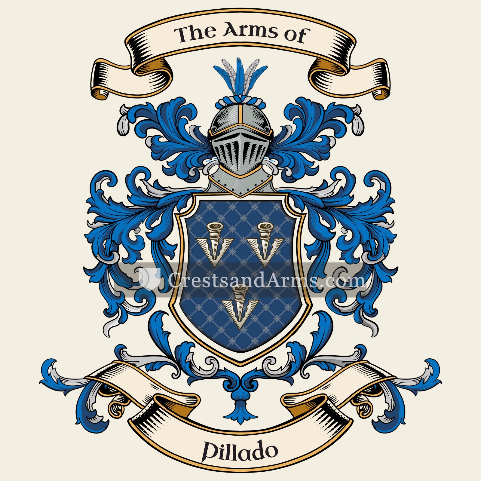 The Pillado coat of arms, drawn from the recorded blazon