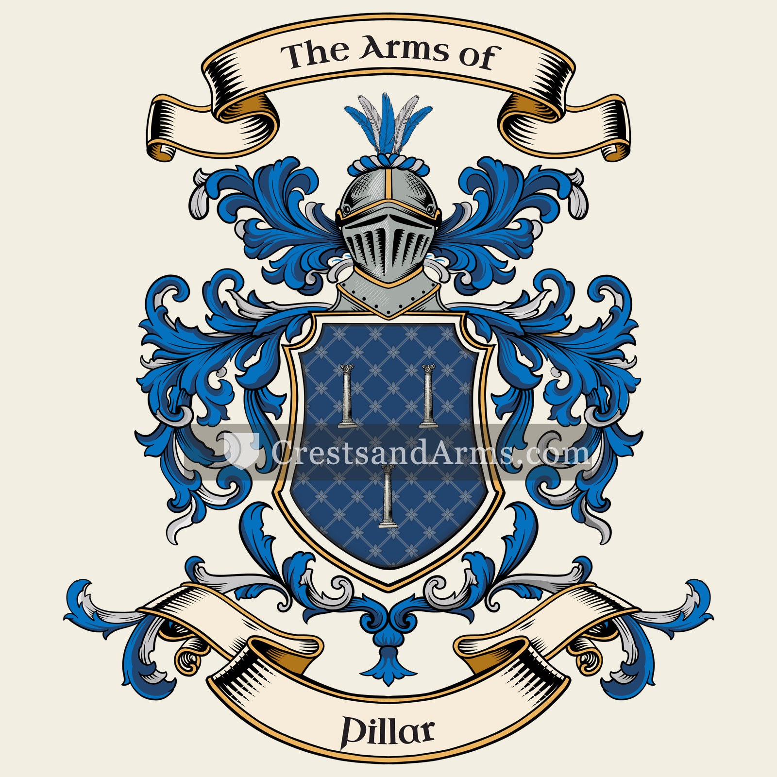The Pillar coat of arms, drawn from the recorded blazon