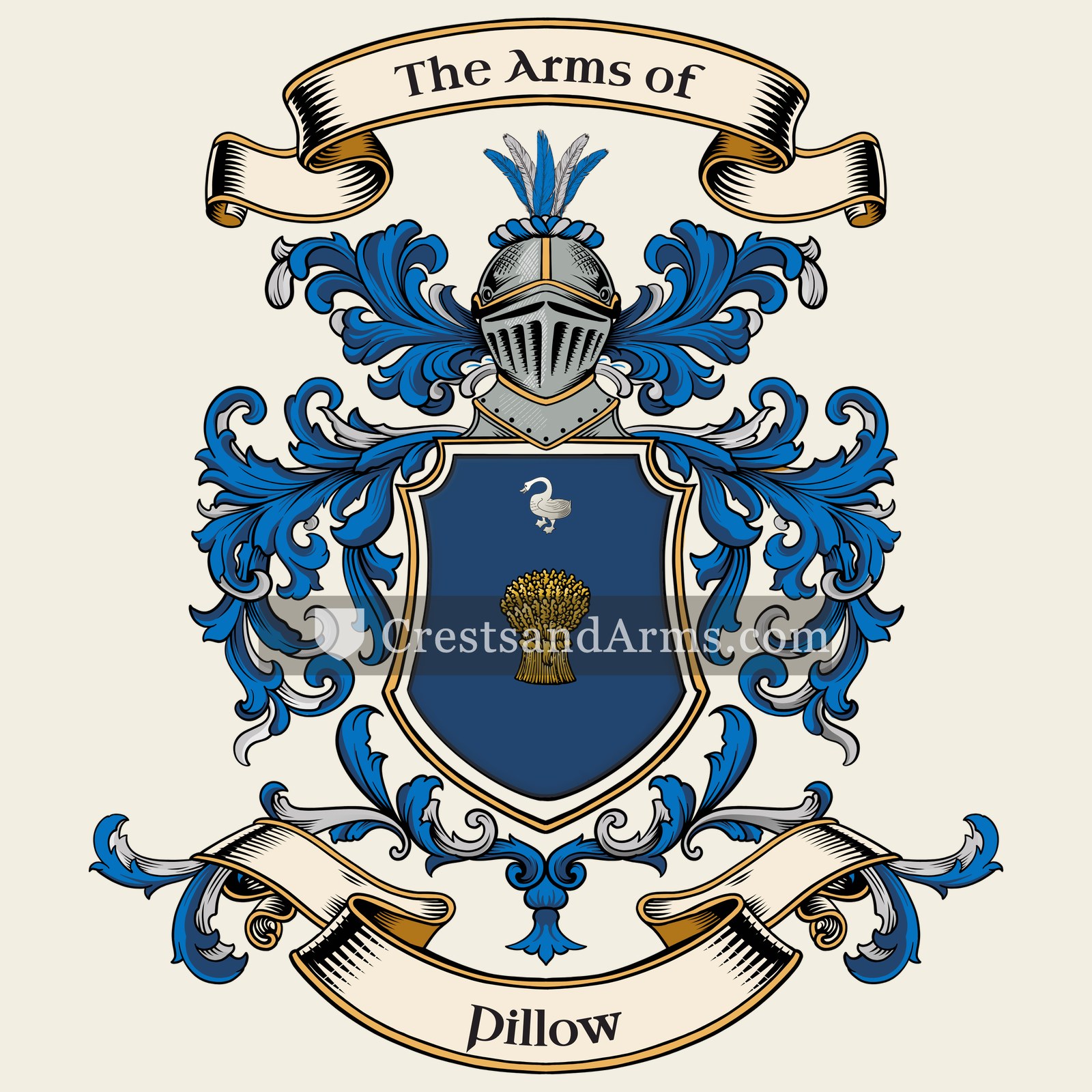 The Pillow coat of arms, drawn from the recorded blazon