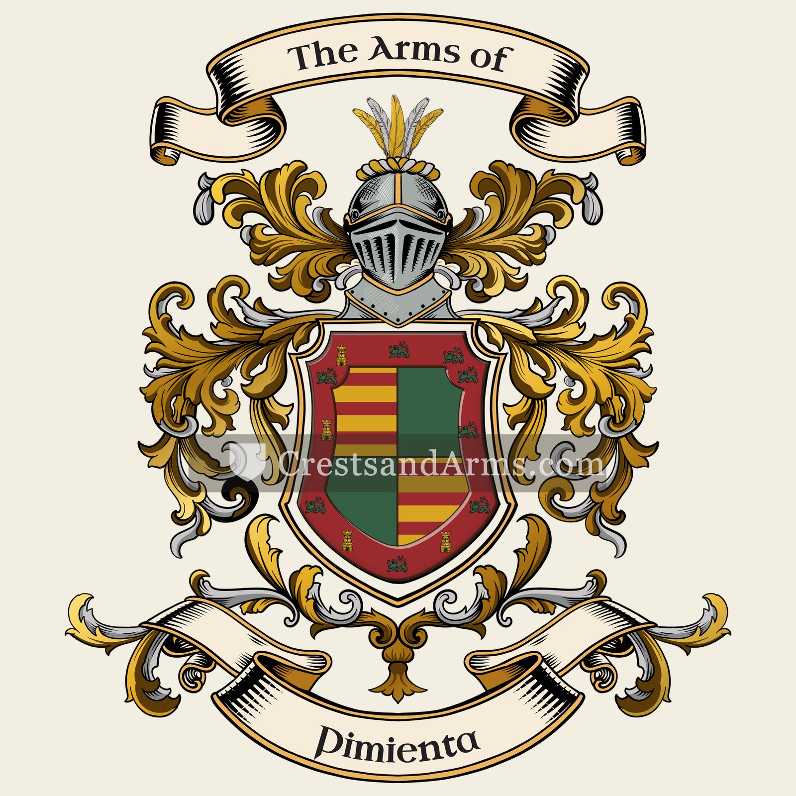 The Pimienta coat of arms, drawn from the recorded blazon