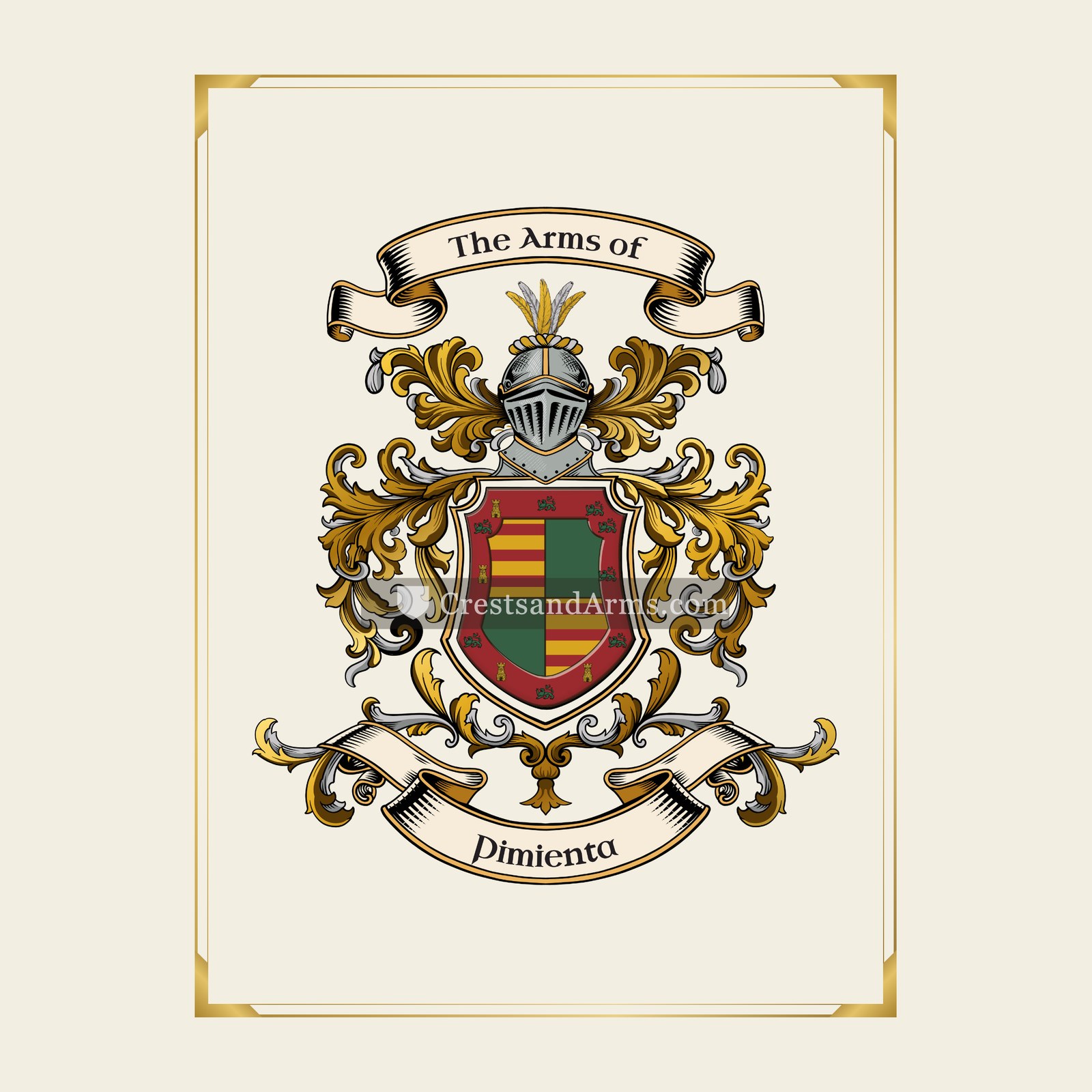With gold border