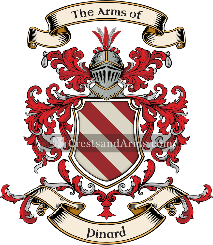 The Pinard coat of arms, drawn from the recorded blazon