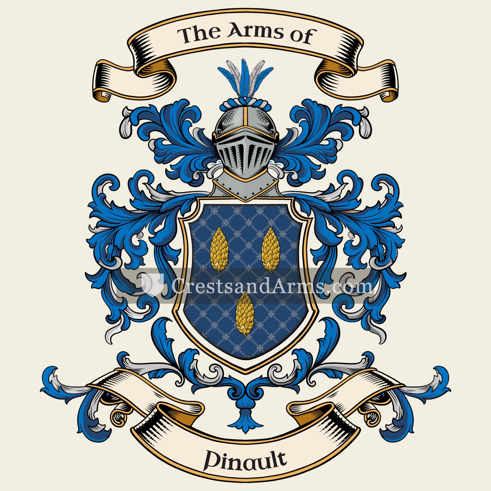 The Pinault coat of arms, drawn from the recorded blazon