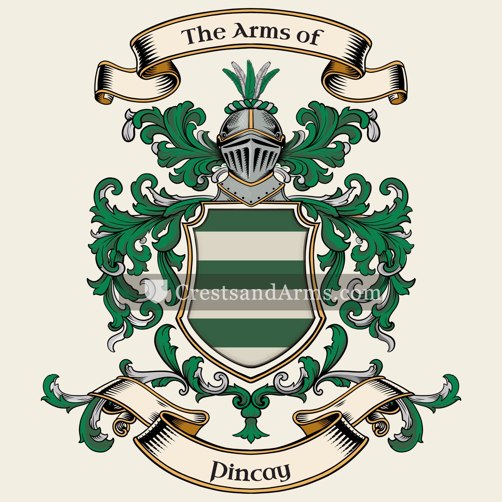 The Pincay coat of arms, drawn from the recorded blazon