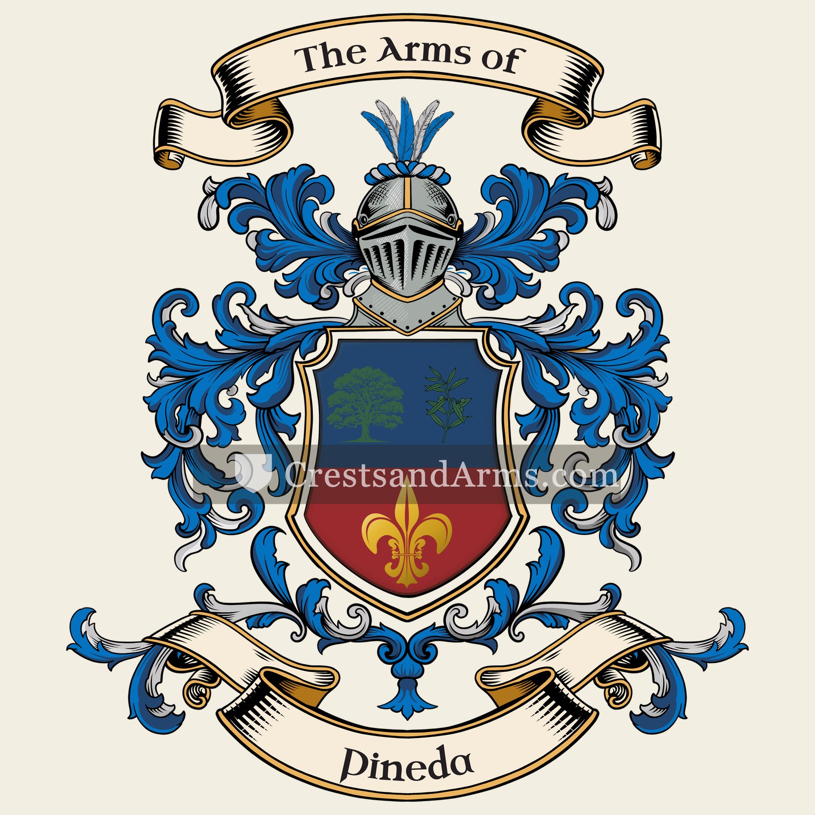 The Pineda coat of arms, drawn from the recorded blazon