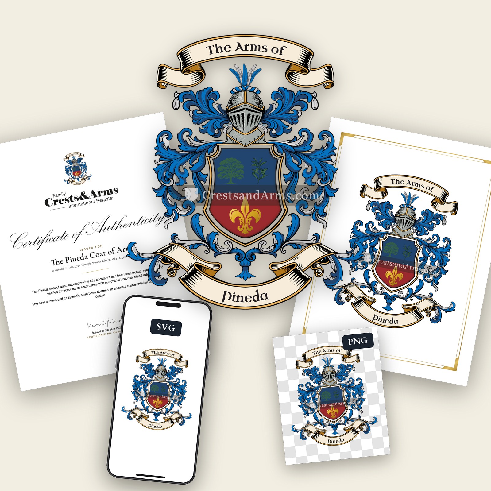 The Pineda arms on the coat of arms — digital pack