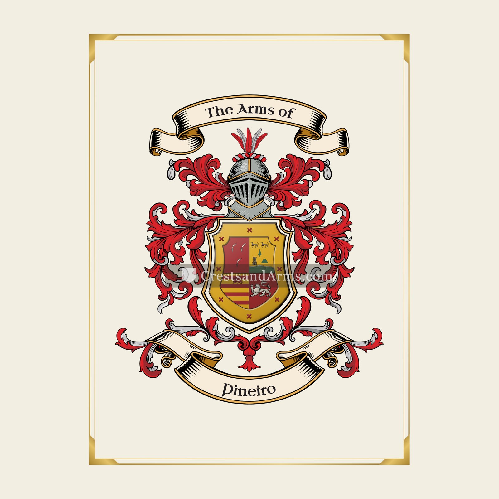 With gold border