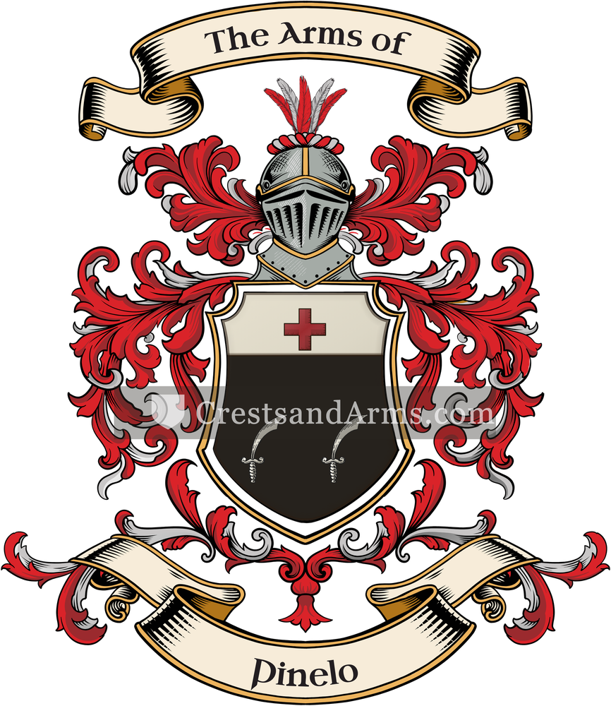 The Pinelo coat of arms, drawn from the recorded blazon