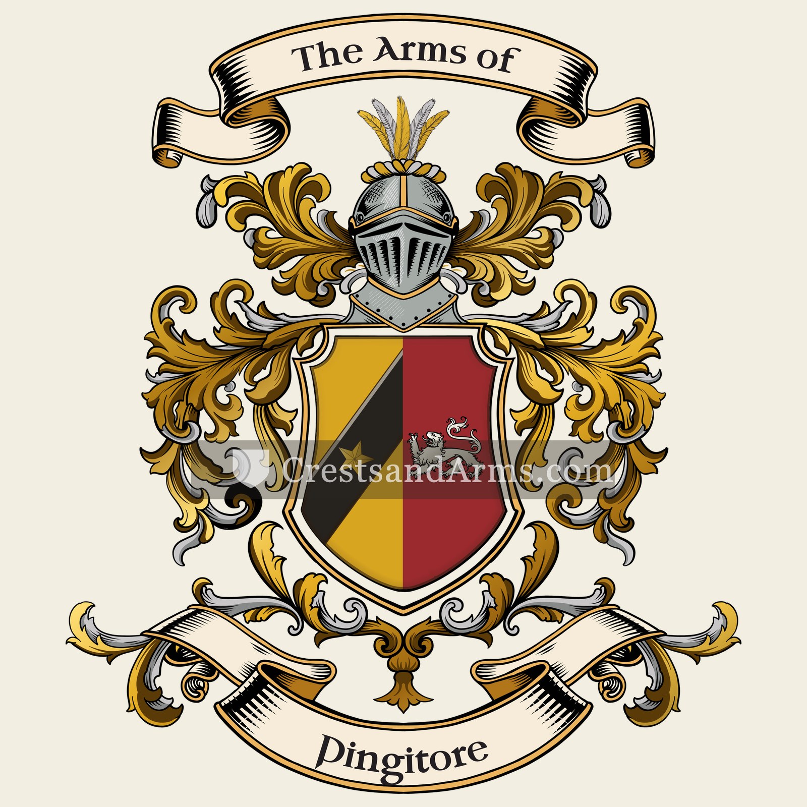 The Pingitore coat of arms, drawn from the recorded blazon