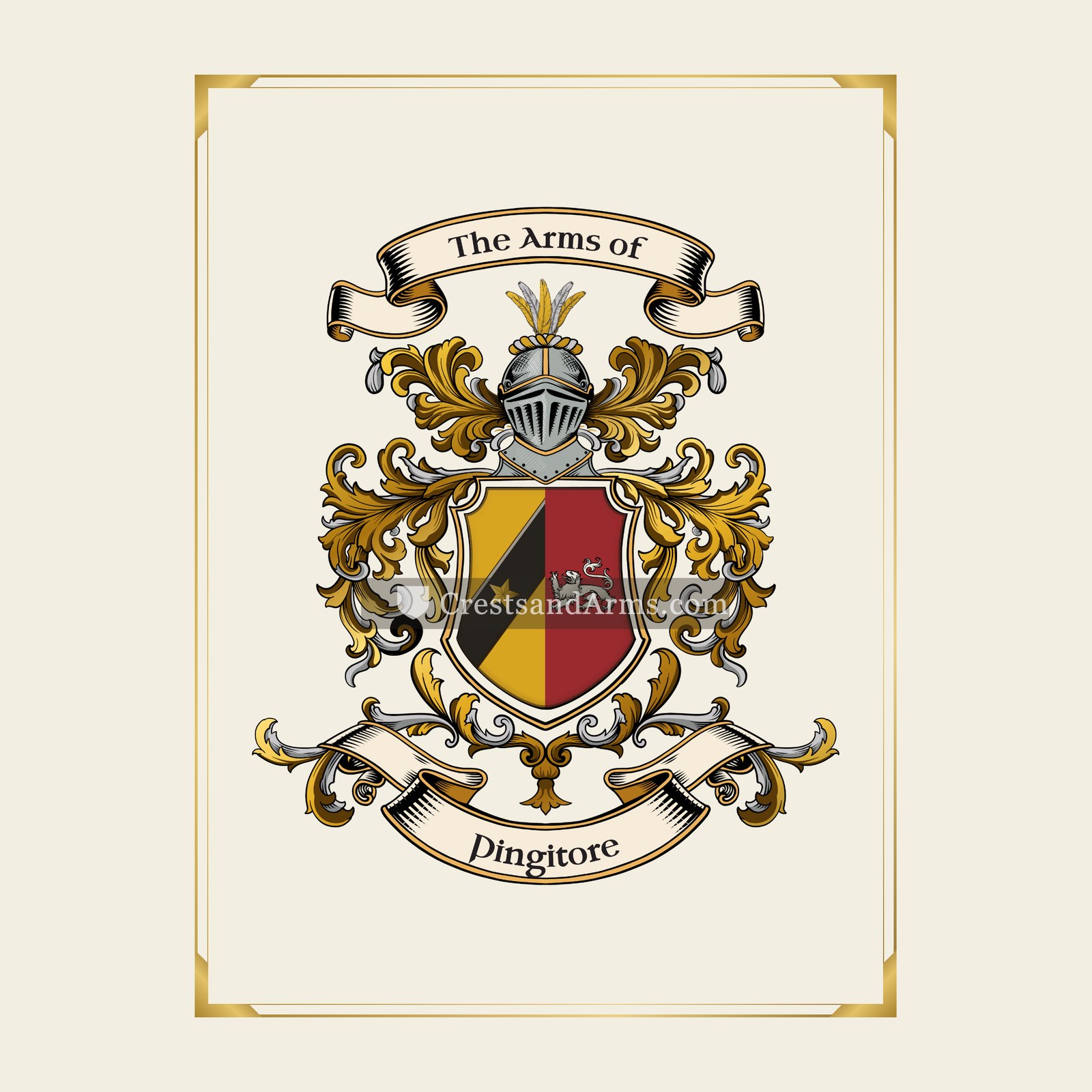 With gold border