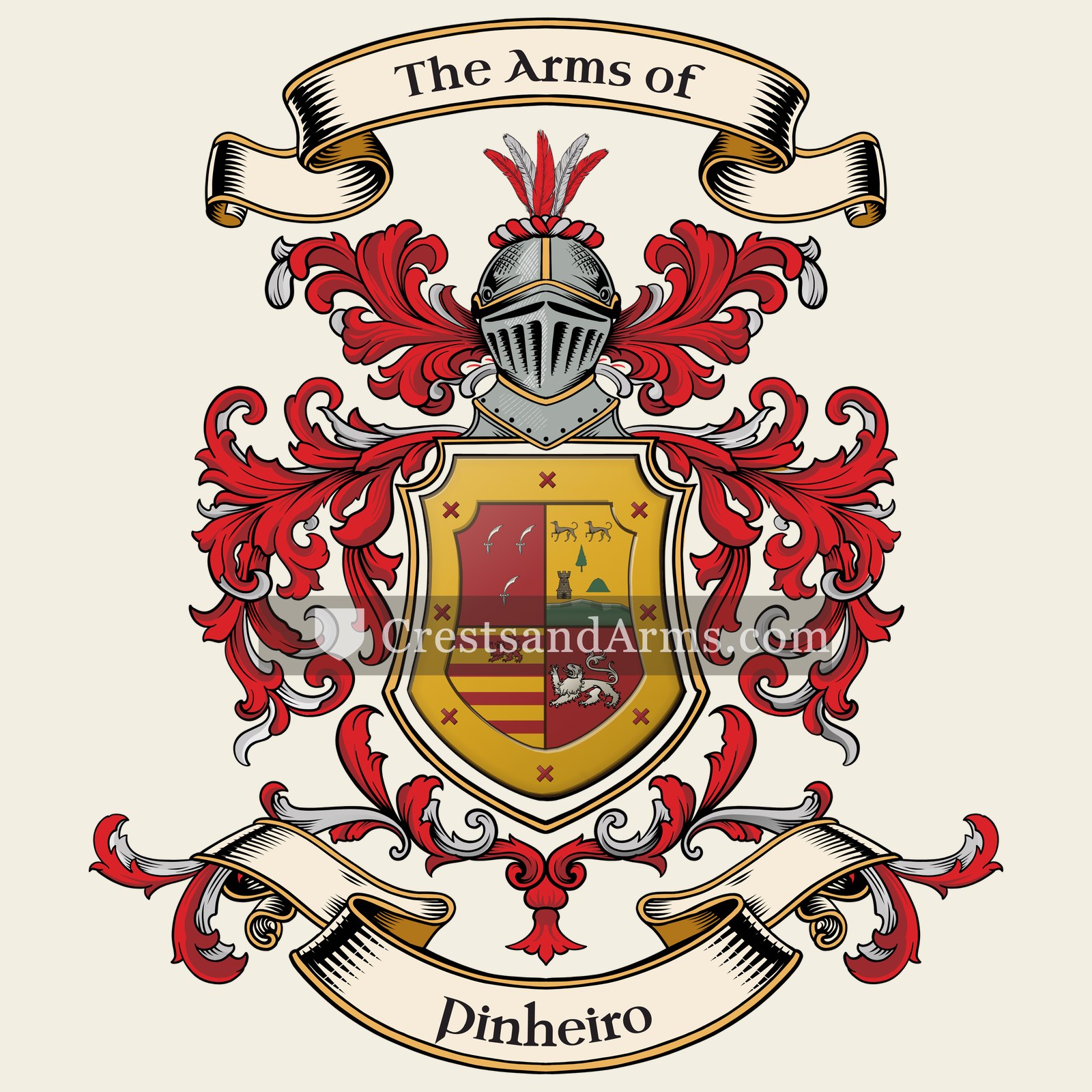 The Pinheiro coat of arms, drawn from the recorded blazon