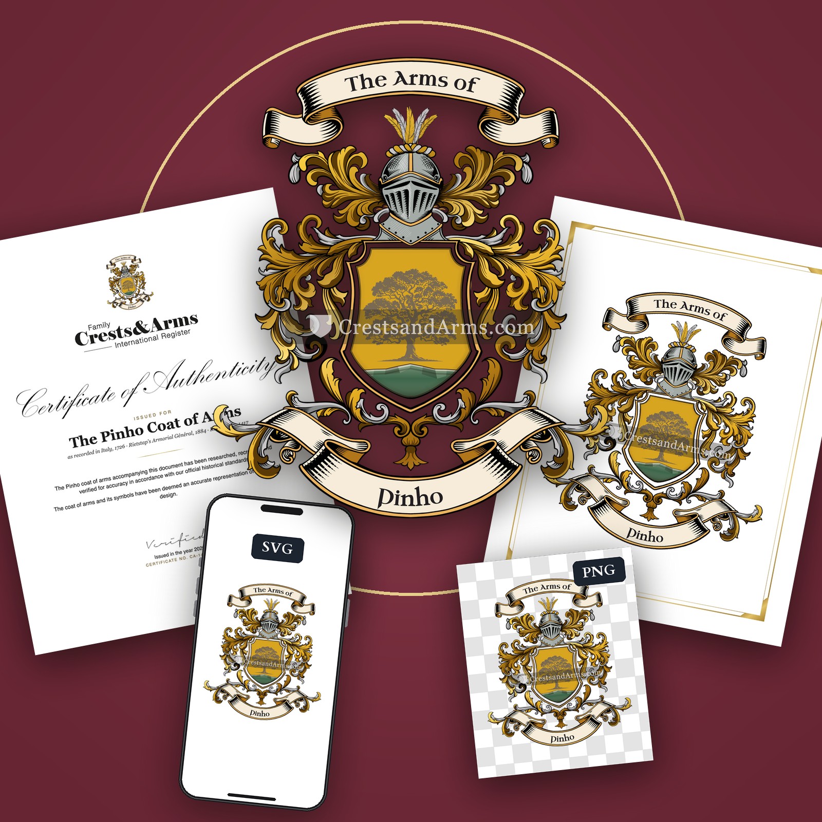 The Pinho arms on the coat of arms — digital pack
