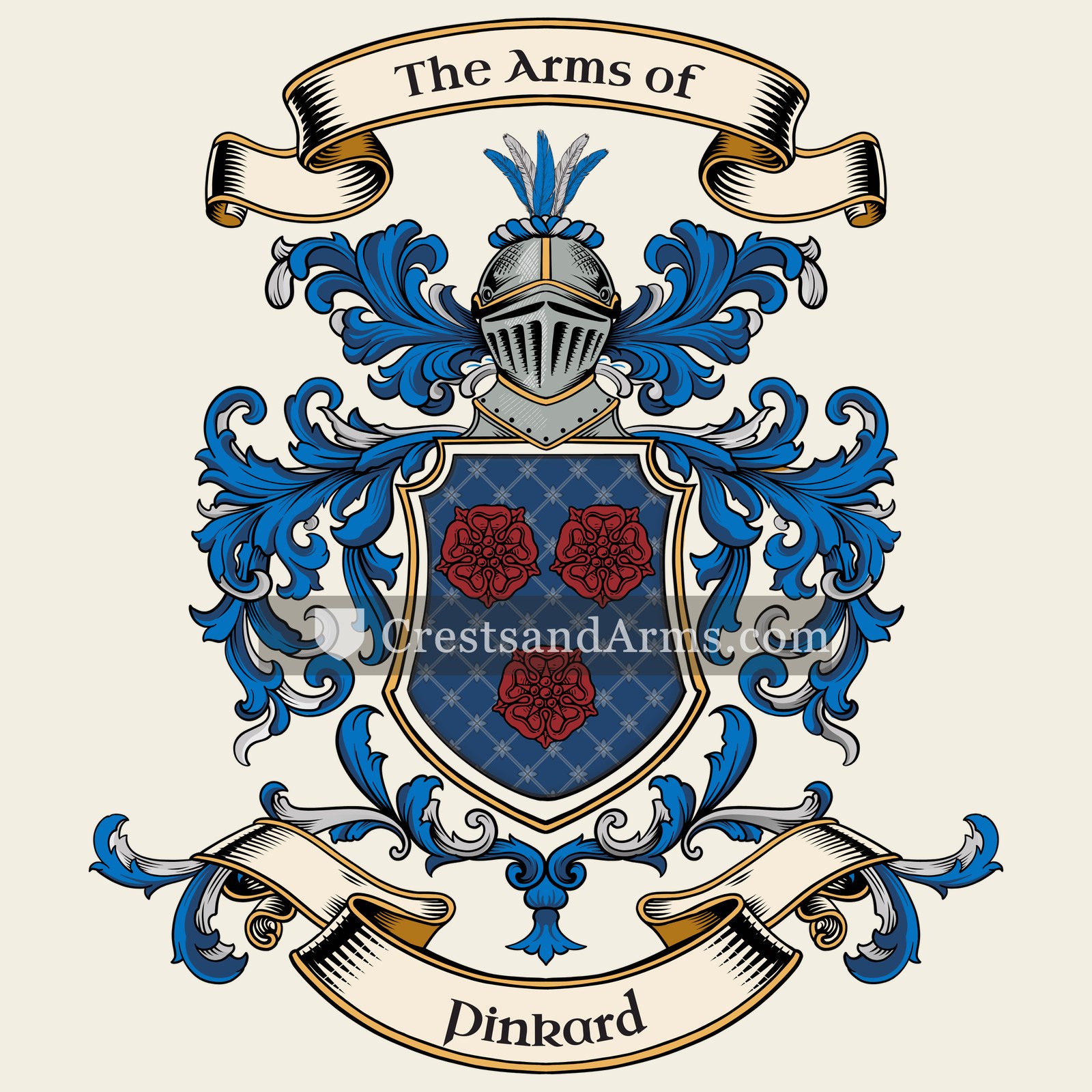 The Pinkard coat of arms, drawn from the recorded blazon