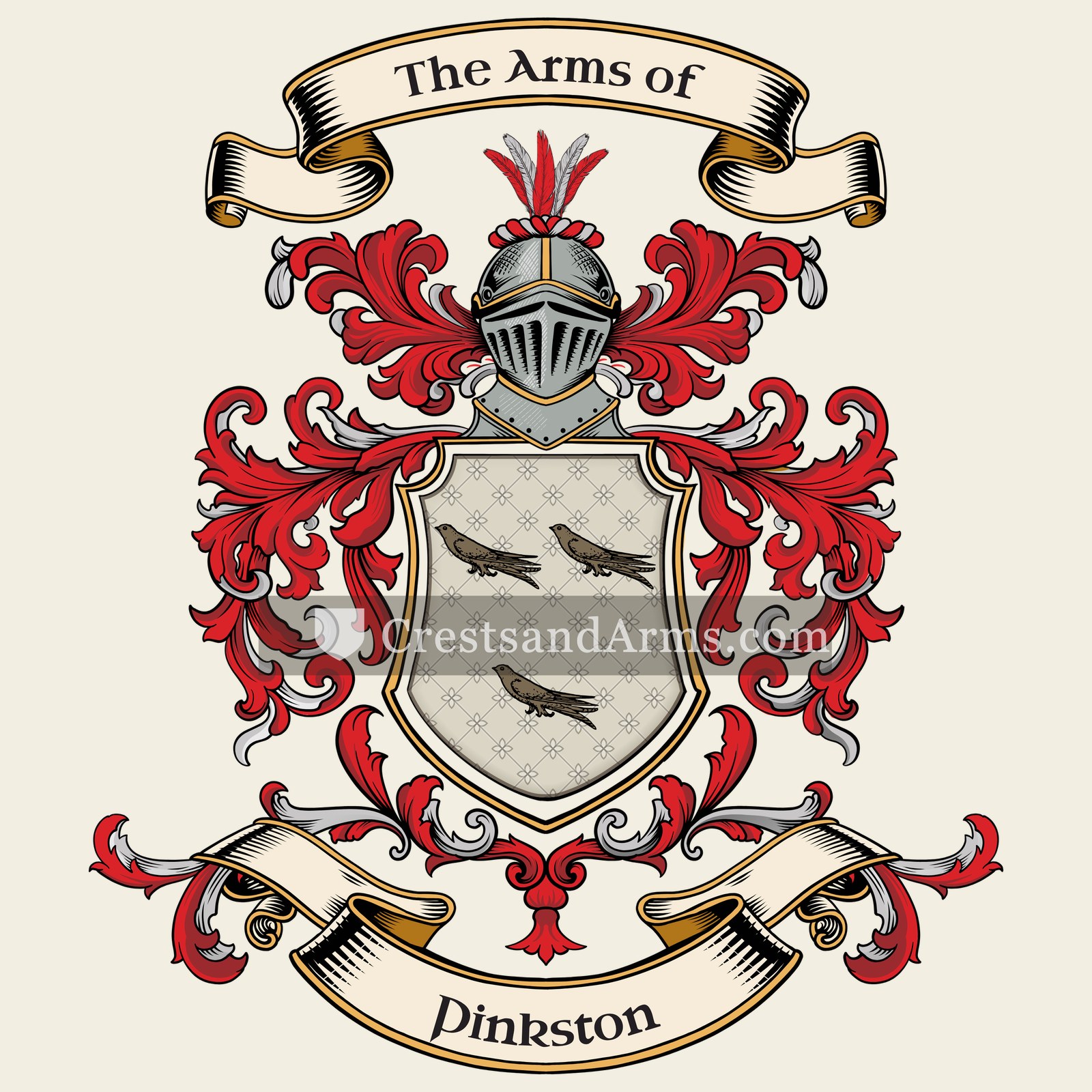 The Pinkston coat of arms, drawn from the recorded blazon