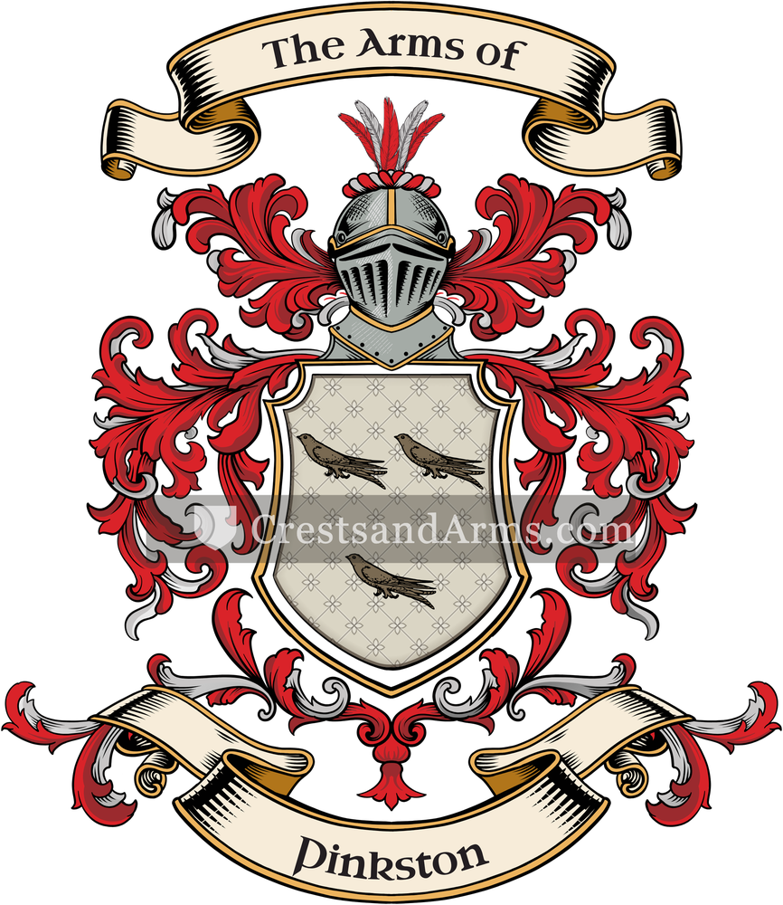 The Pinkston coat of arms, drawn from the recorded blazon